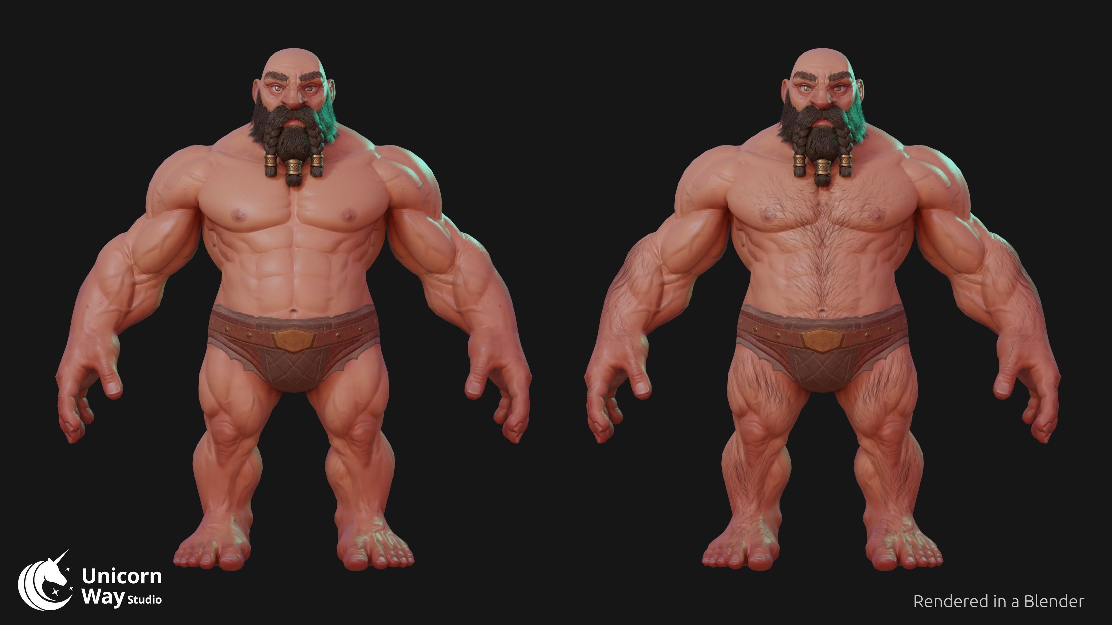 Dwarf Male PBR Low-poly 3D model_3