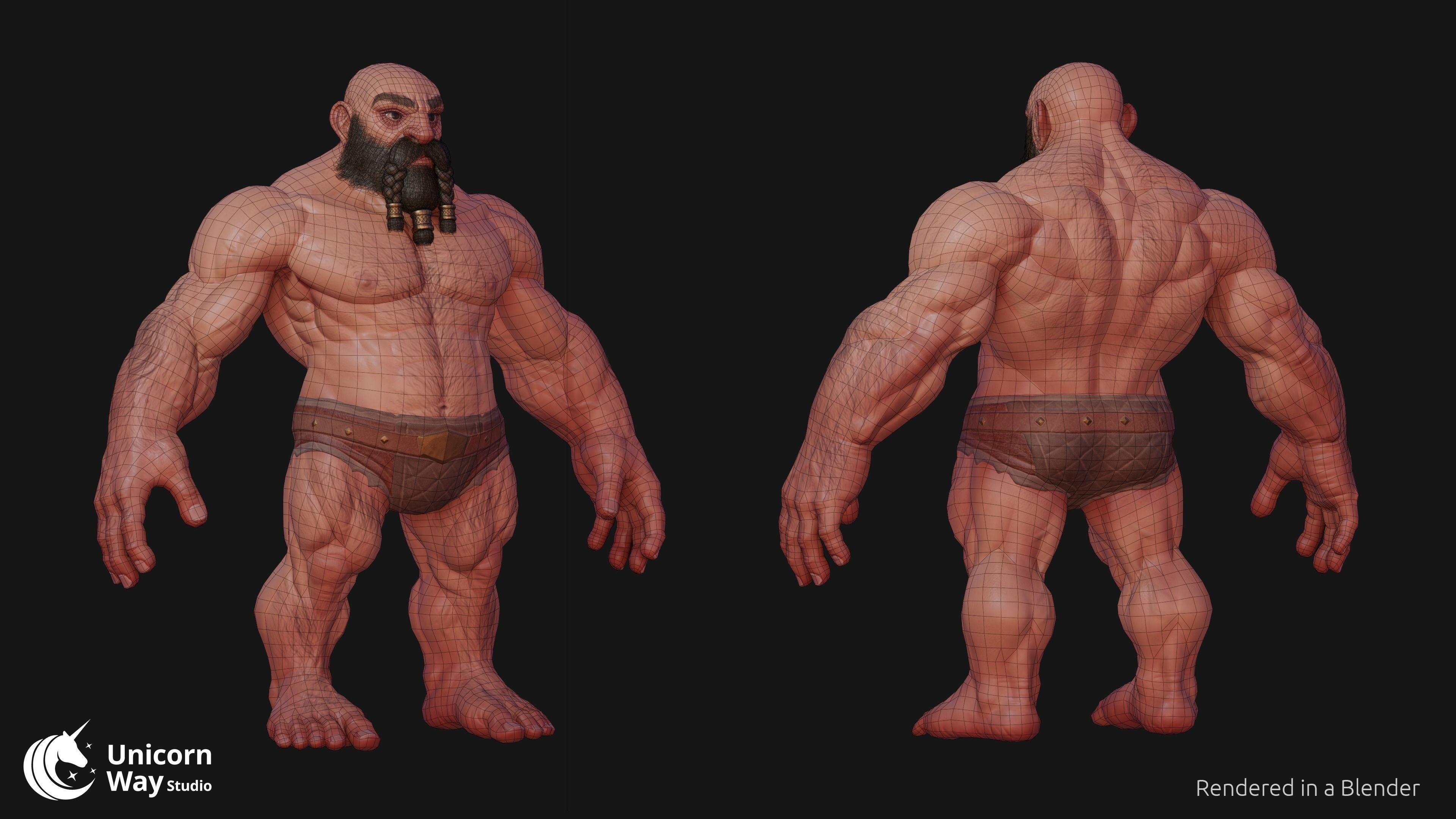 Dwarf Male PBR Low-poly 3D model_6