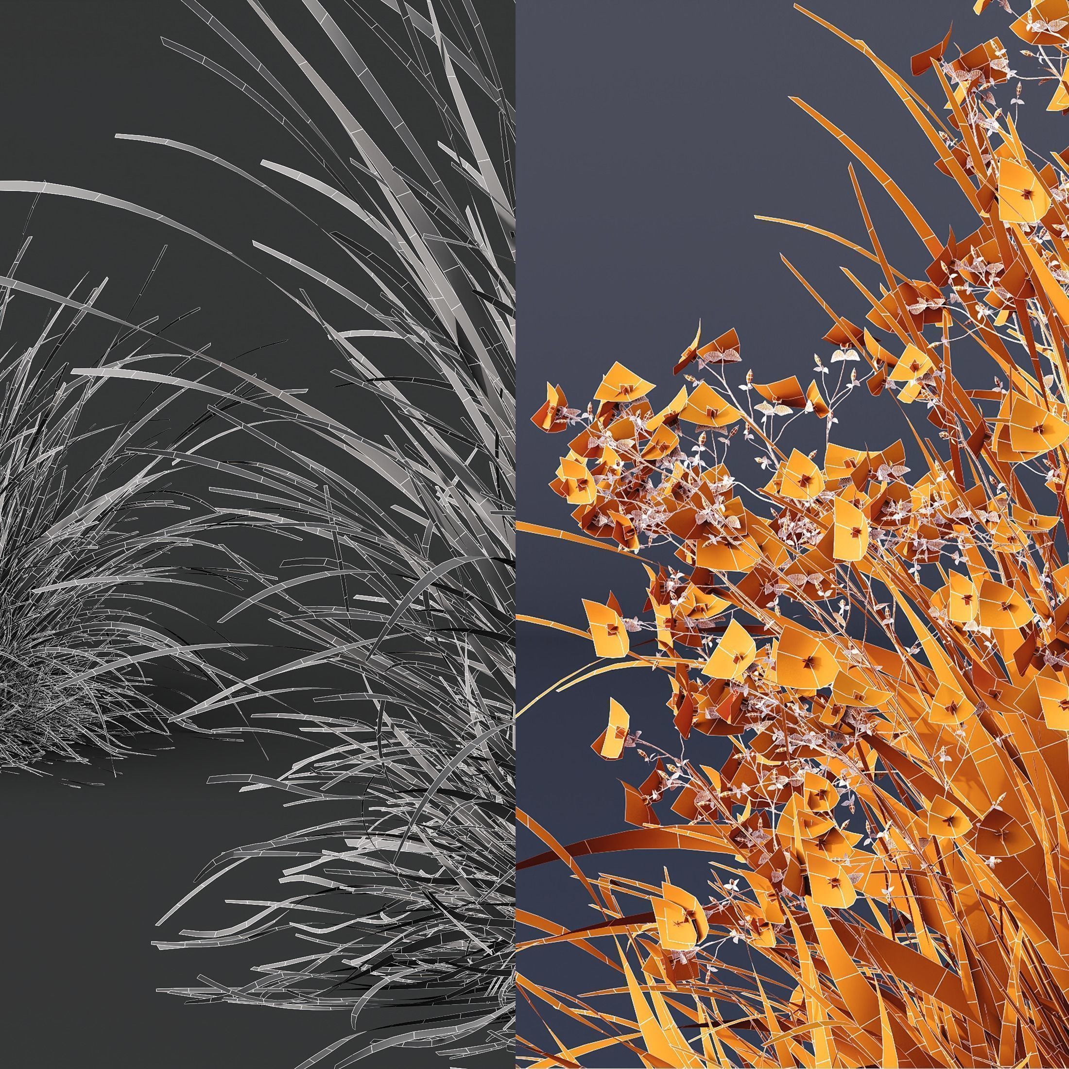 6 Different SETS of Plant Bush and Grass SET VOL145 3D Model Collection_27