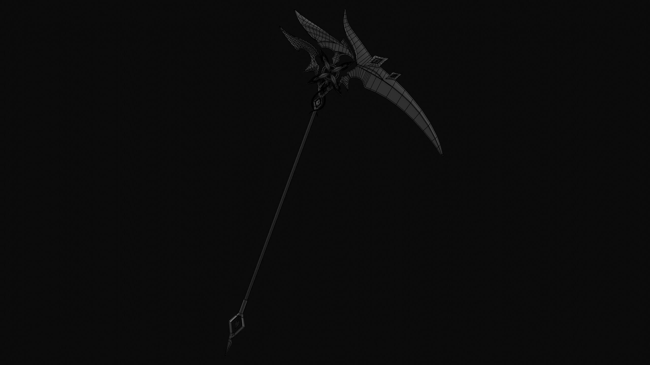 Arlecchino scythe - Crimson Moon Scythe 3d model Genshin Impact Low-poly 3D model_2