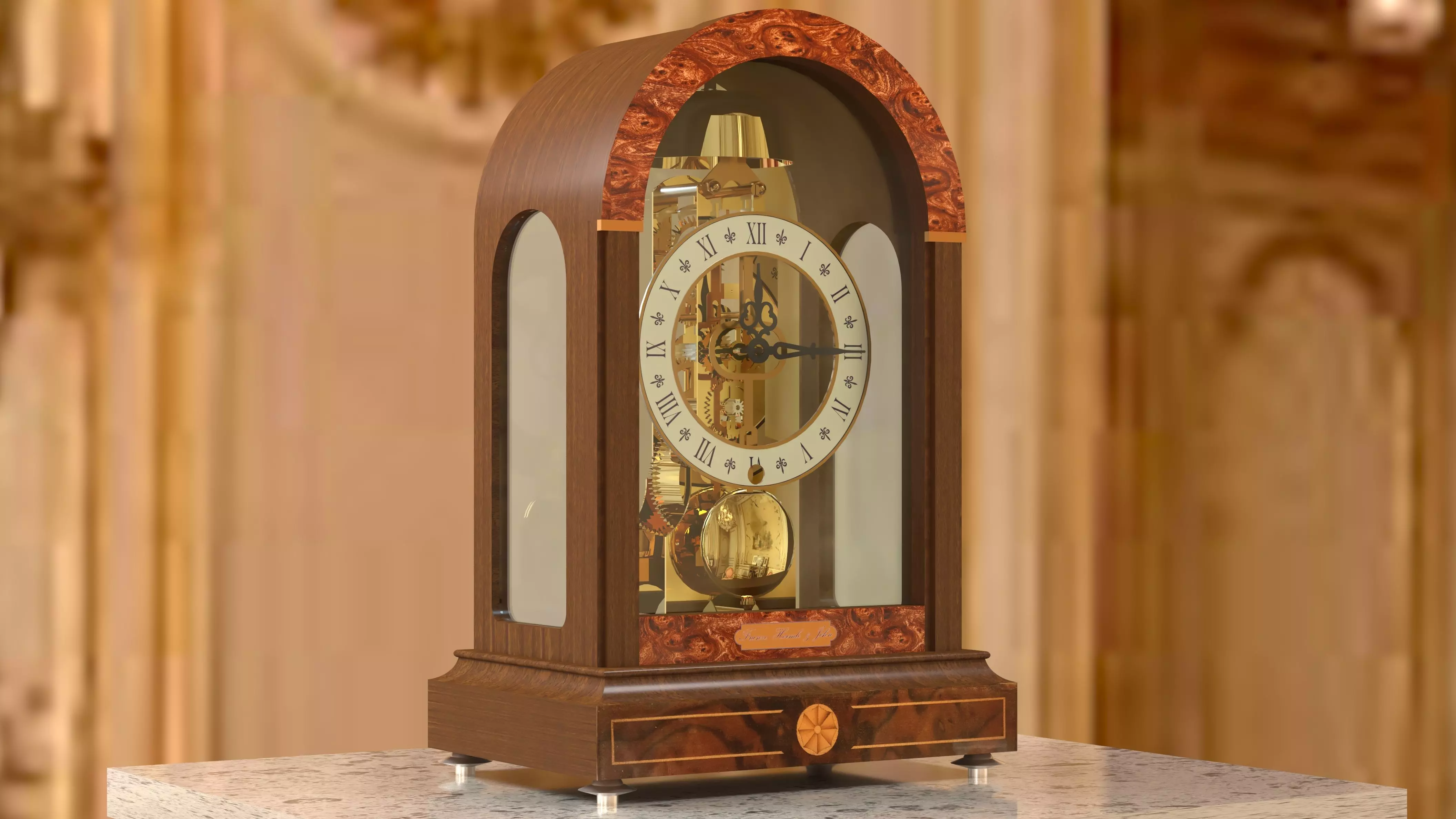 Franz Hermle Skeleton 791-801 Classic Skeleton Table Clock  3D model_0