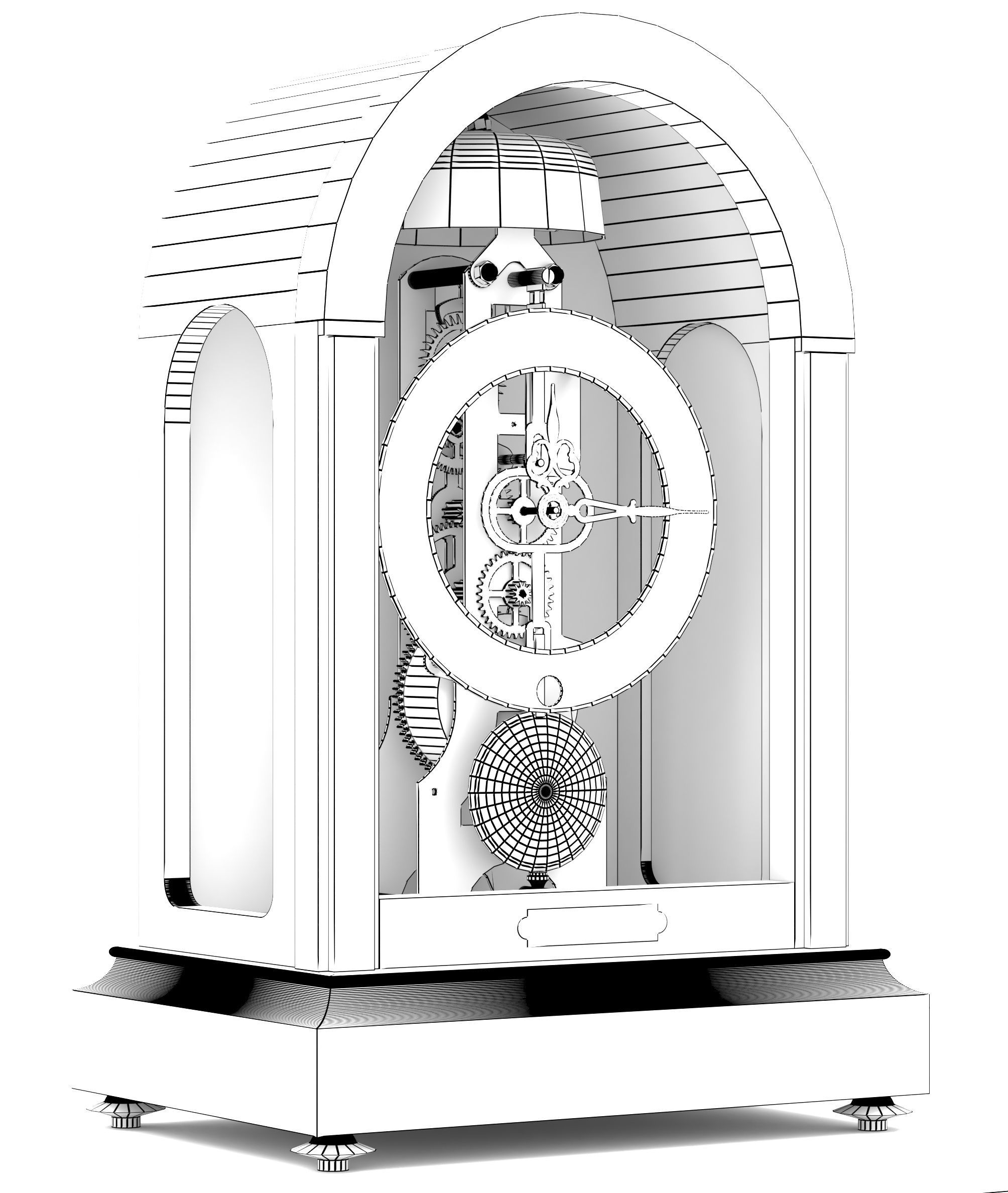 Franz Hermle Skeleton 791-801 Classic Skeleton Table Clock  3D model_4