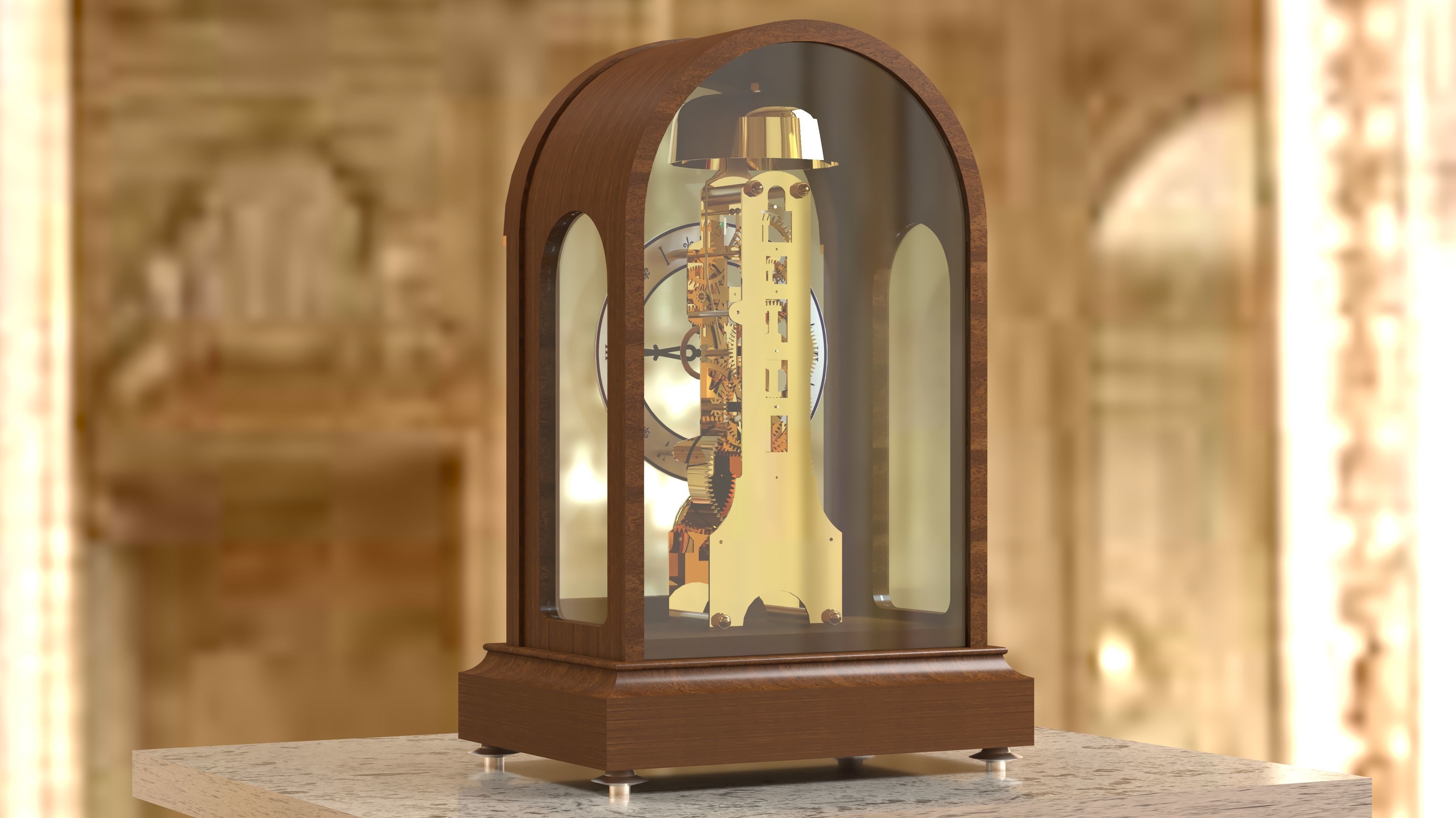 Franz Hermle Skeleton 791-801 Classic Skeleton Table Clock  3D model_3