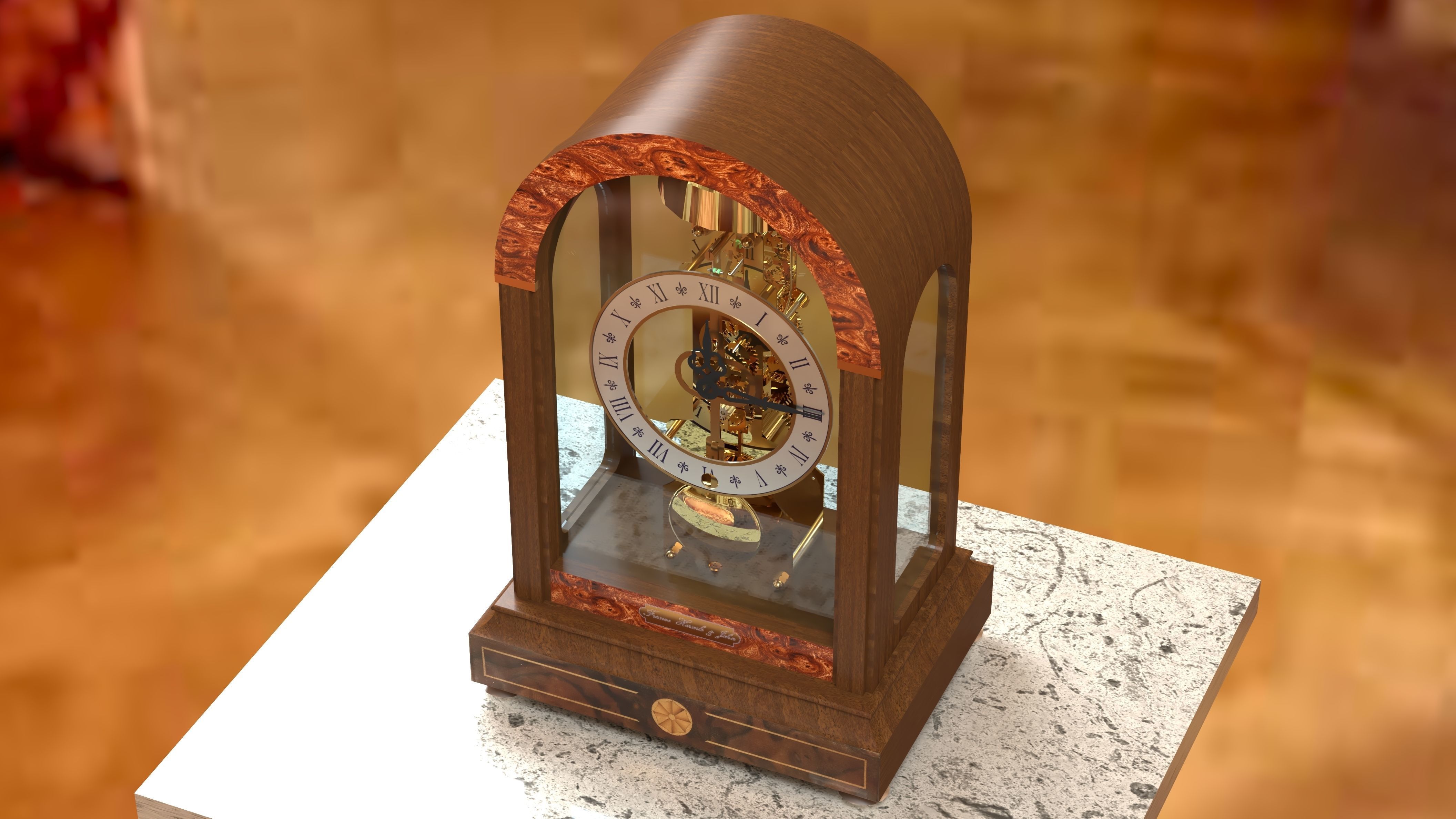 Franz Hermle Skeleton 791-801 Classic Skeleton Table Clock  3D model_1