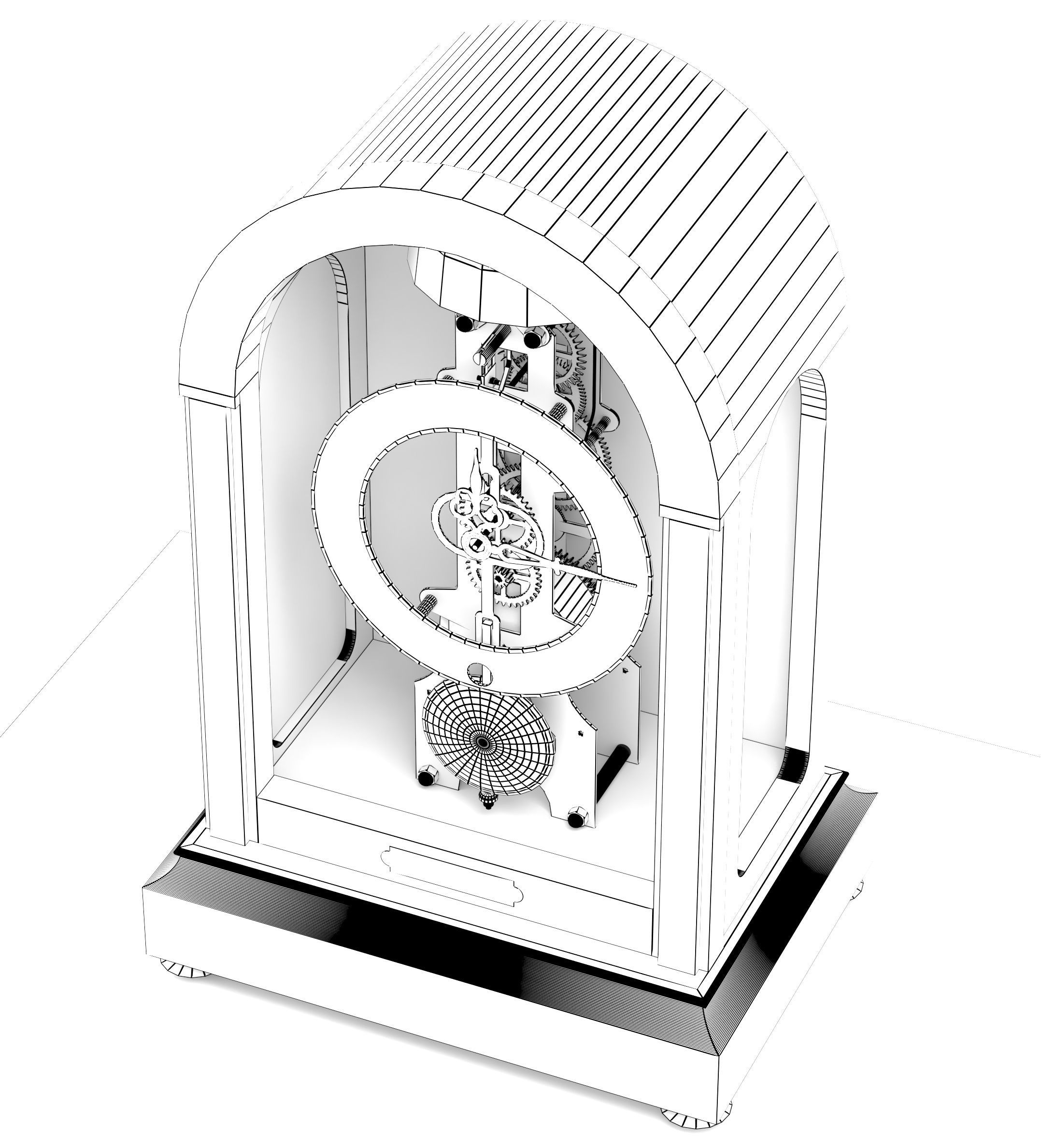 Franz Hermle Skeleton 791-801 Classic Skeleton Table Clock  3D model_5