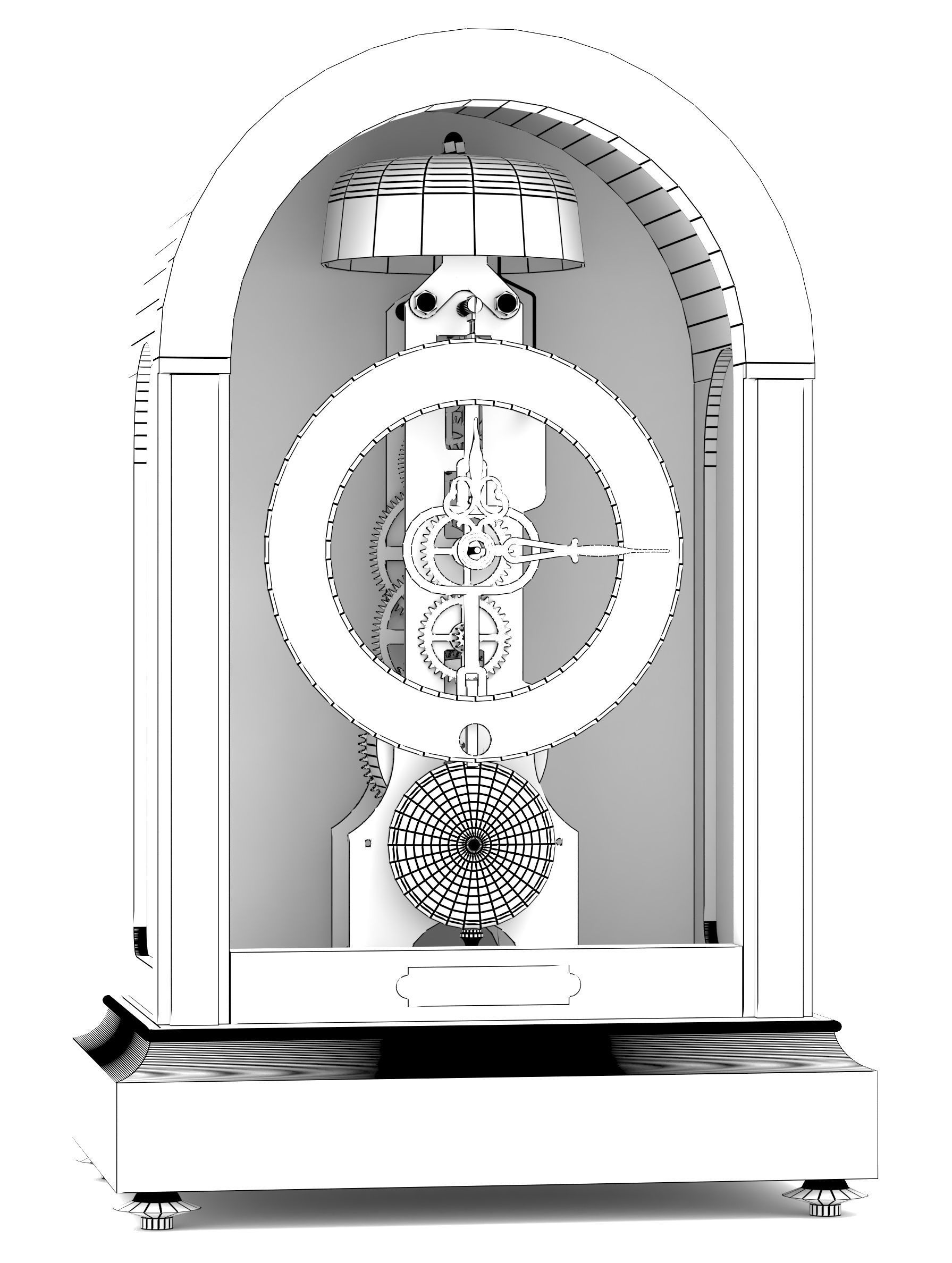 Franz Hermle Skeleton 791-801 Classic Skeleton Table Clock  3D model_6