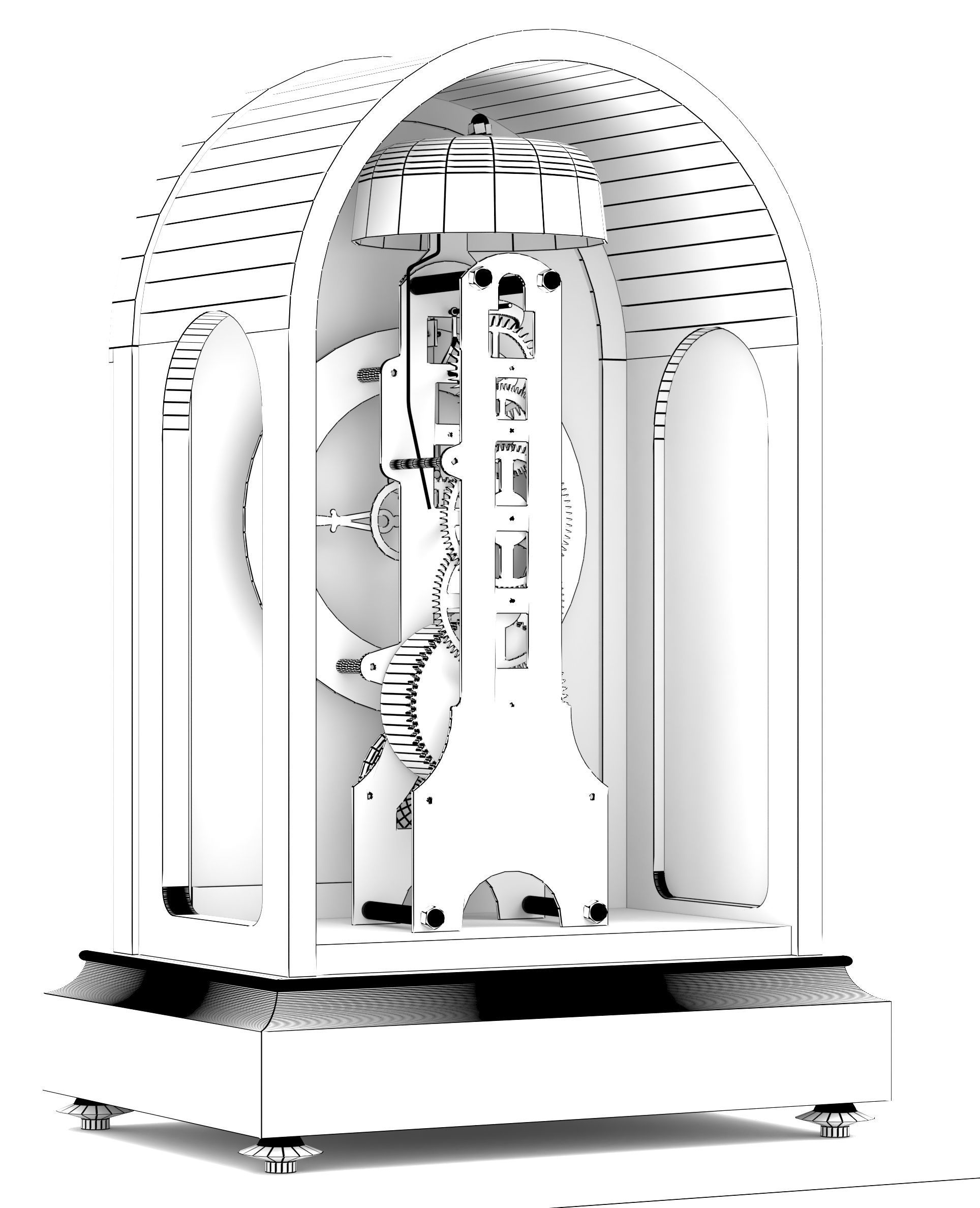 Franz Hermle Skeleton 791-801 Classic Skeleton Table Clock  3D model_7