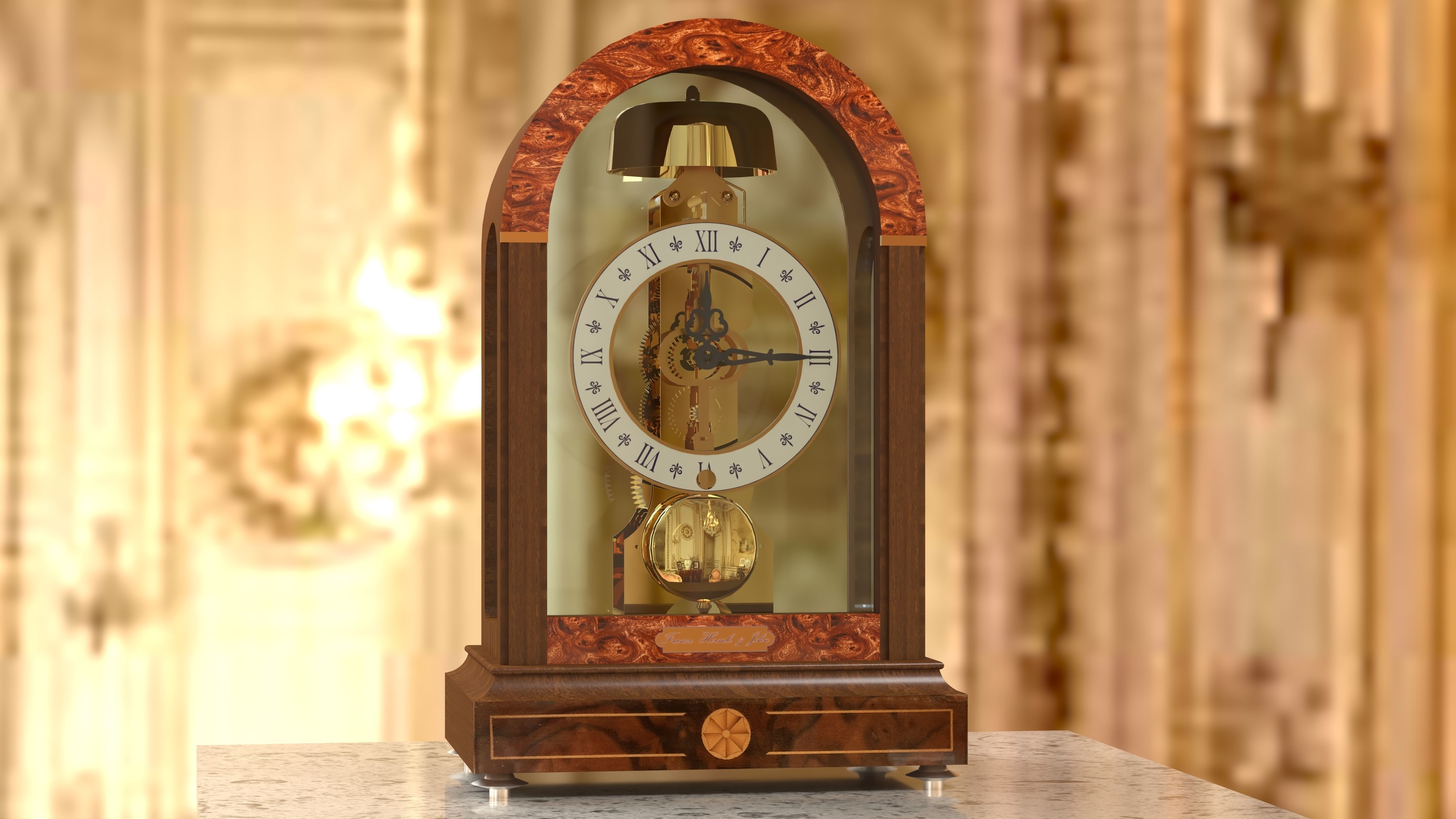 Franz Hermle Skeleton 791-801 Classic Skeleton Table Clock  3D model_2