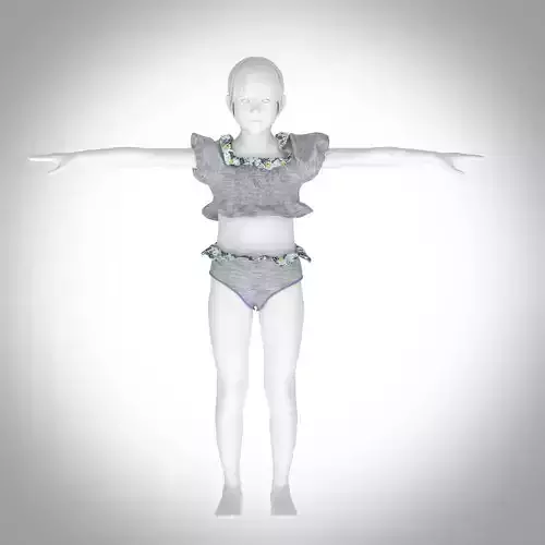 Kid girl bikini Rigged model Low-poly 3D model