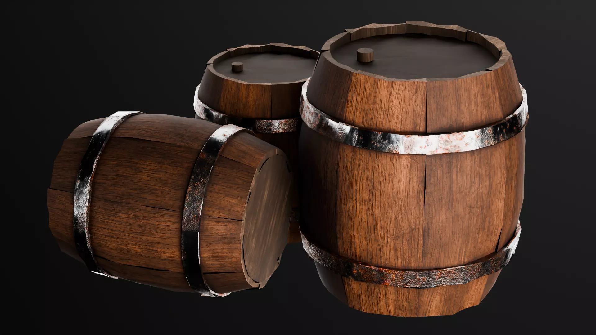 Wooden bucket Game Assets item3 3D model