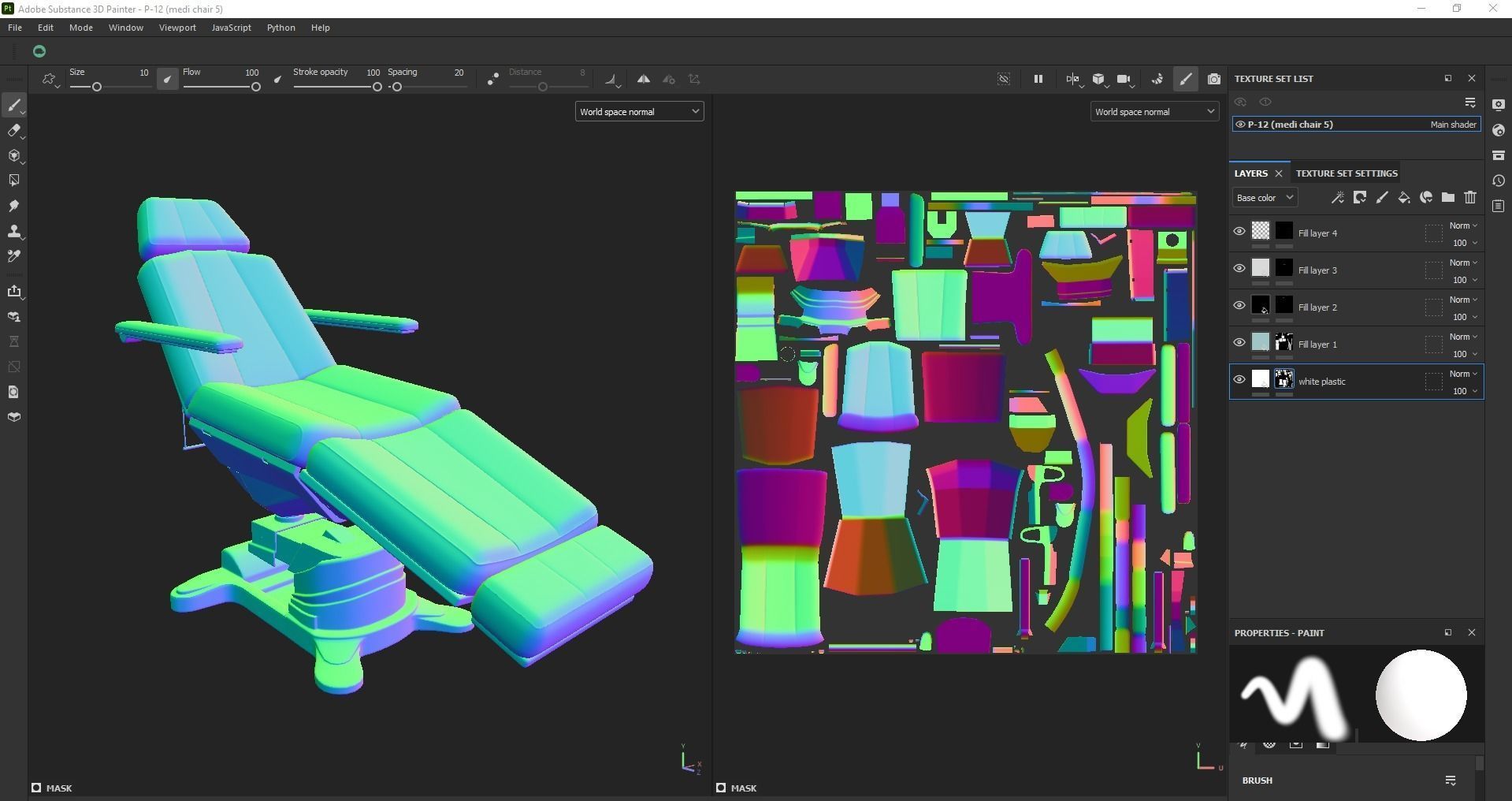 Electric Hydraulic Adjustable Chair Low-poly 3D model_21
