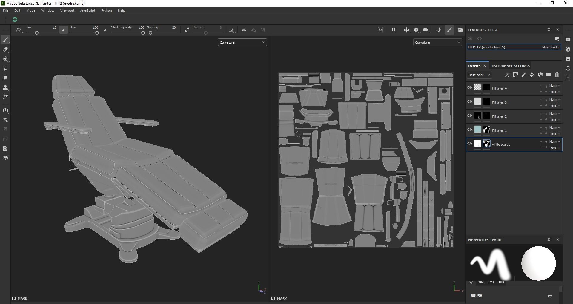 Electric Hydraulic Adjustable Chair Low-poly 3D model_24