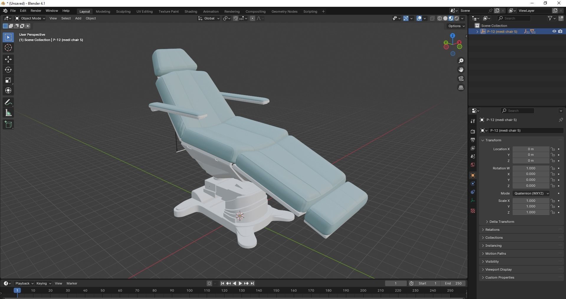 Electric Hydraulic Adjustable Chair Low-poly 3D model_28