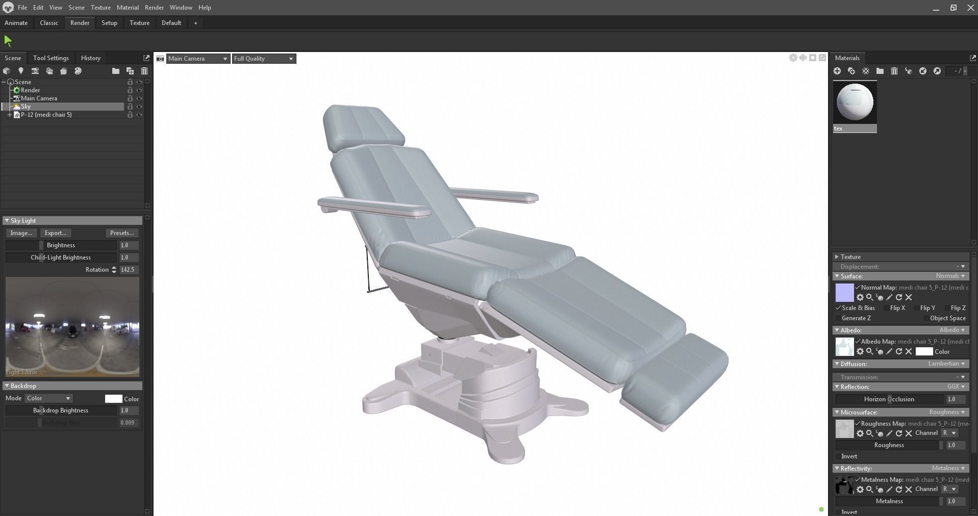 Electric Hydraulic Adjustable Chair Low-poly 3D model_27