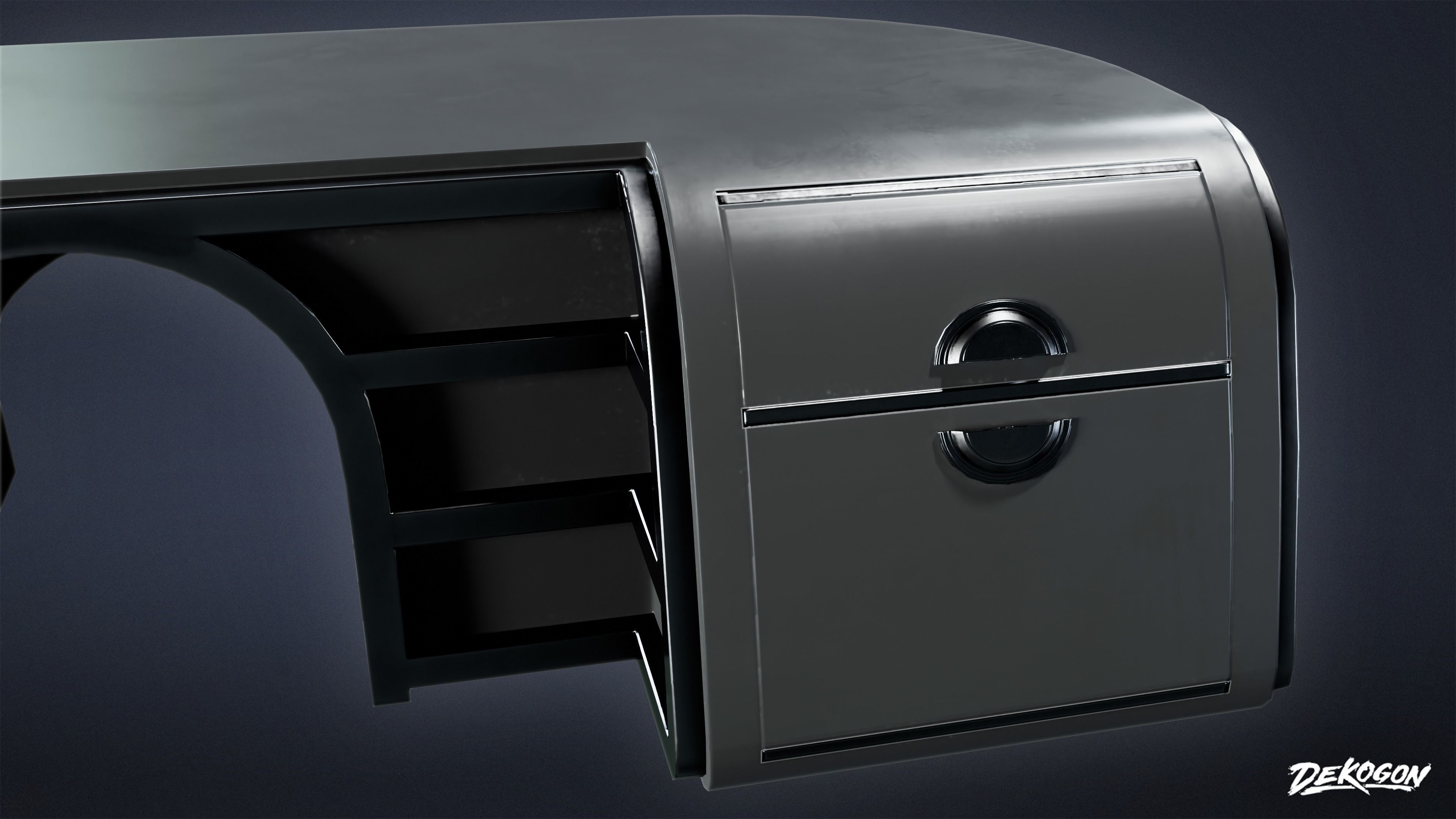 ART DECO - Desk 22 - LOW POLY Low-poly 3D model_5