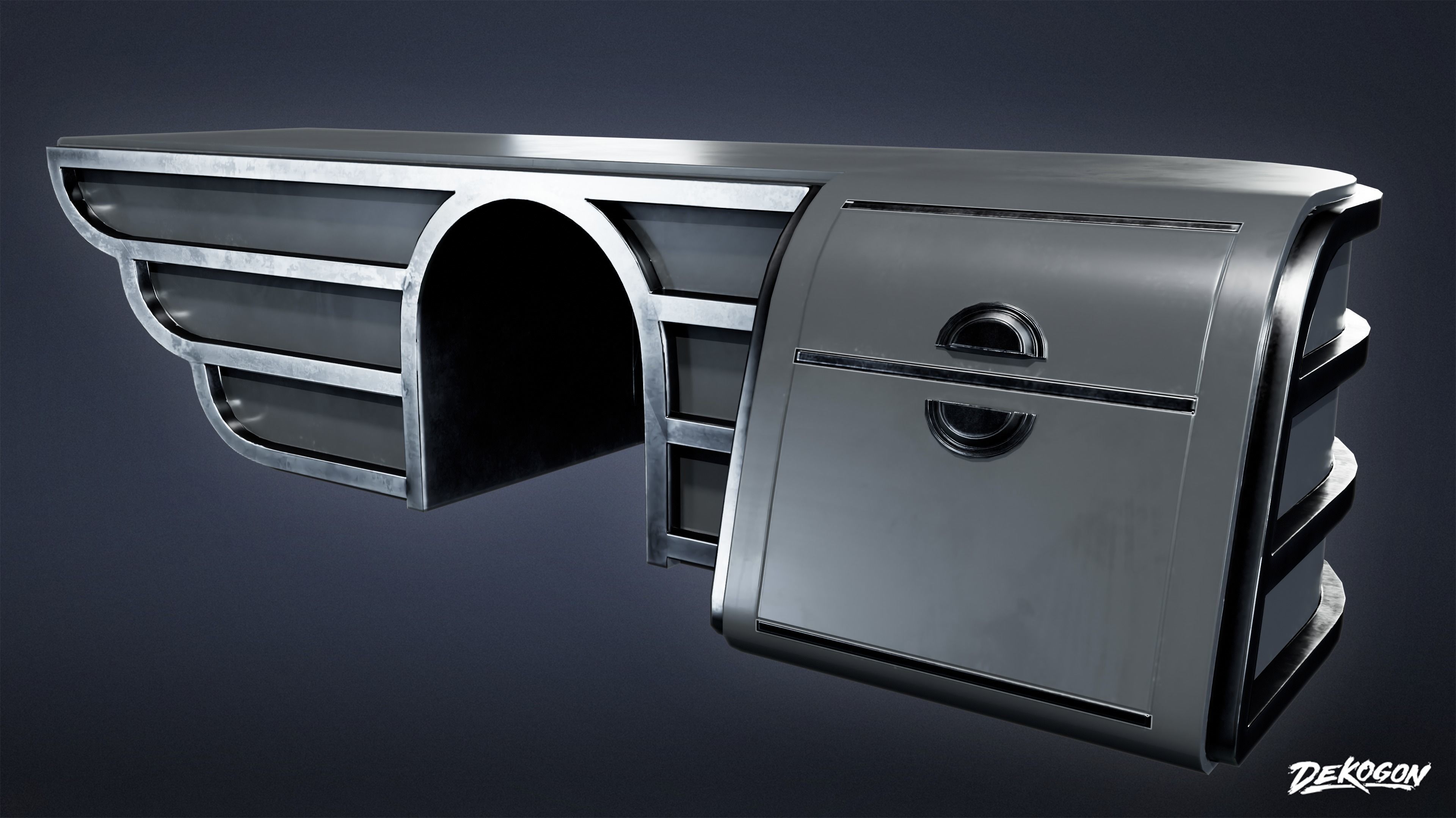 ART DECO - Desk 22 - LOW POLY Low-poly 3D model_4