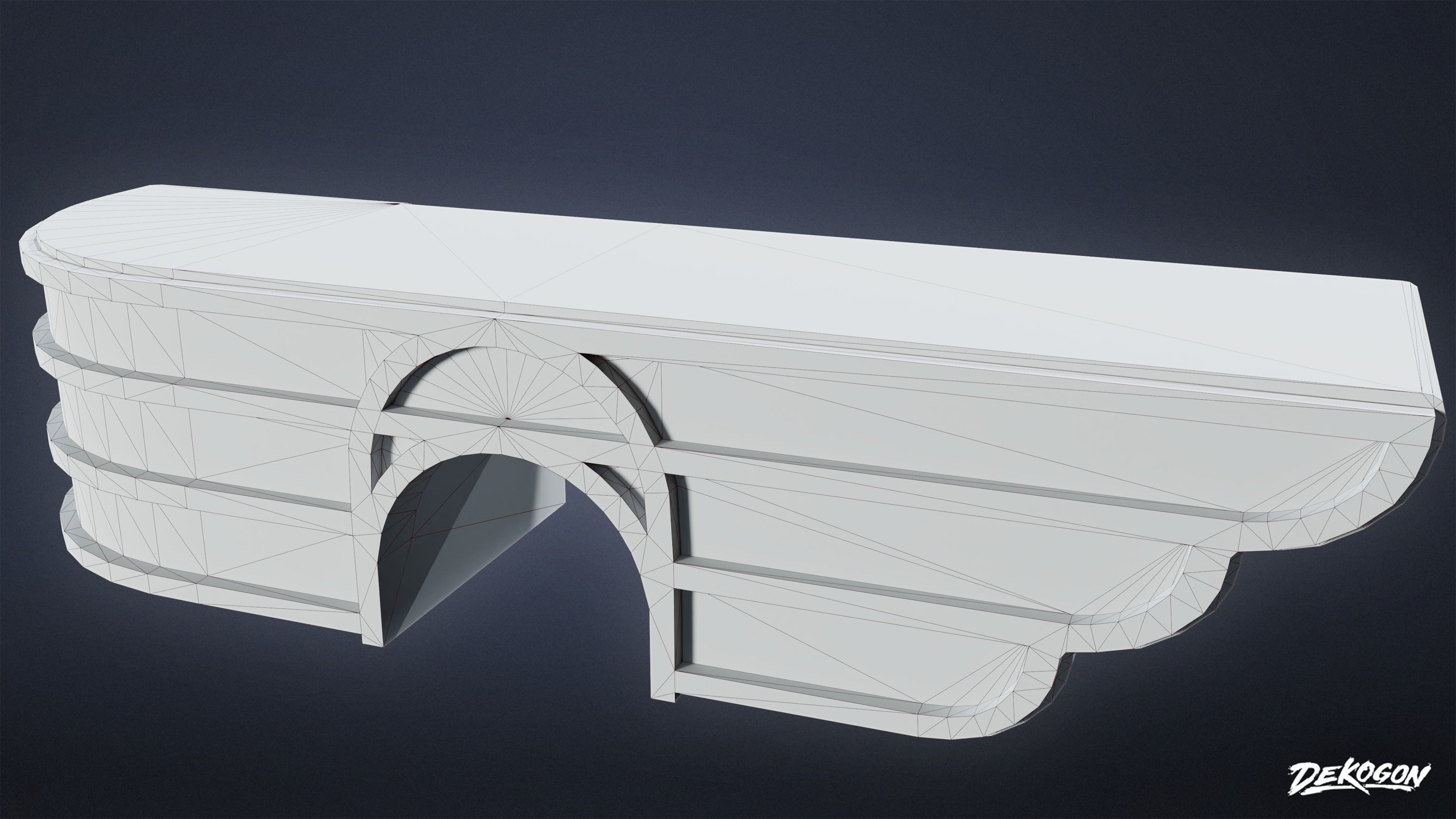 ART DECO - Desk 22 - LOW POLY Low-poly 3D model_1