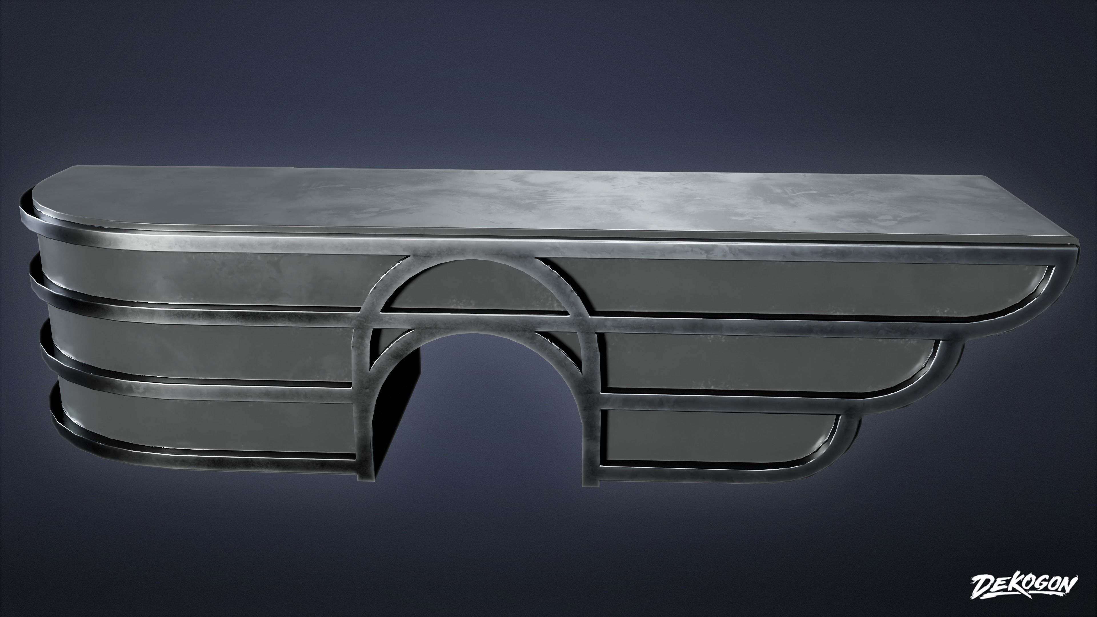 ART DECO - Desk 22 - LOW POLY Low-poly 3D model_2