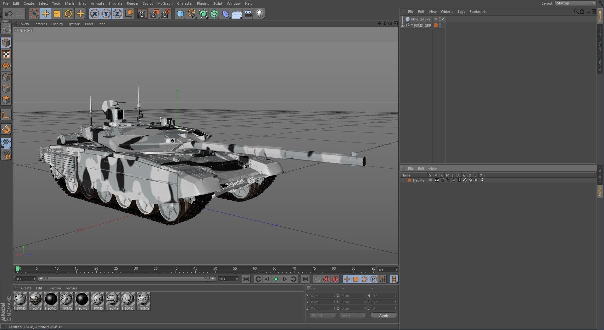 T-90 MS Winter Clean Low-poly 3D model_37