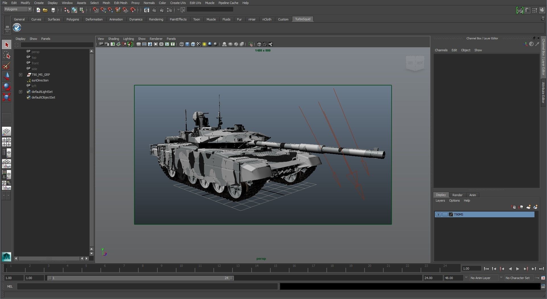 T-90 MS Winter Clean Low-poly 3D model_34