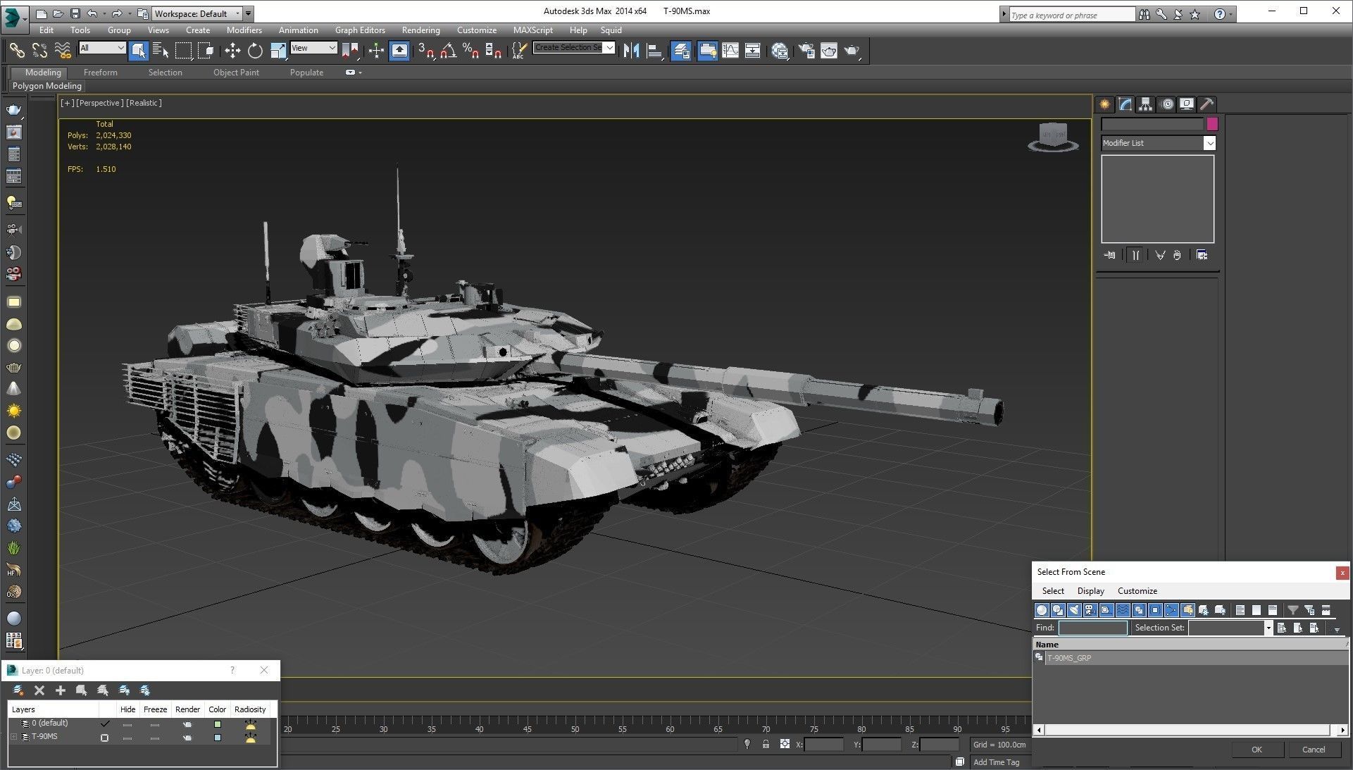 T-90 MS Winter Clean Low-poly 3D model_32