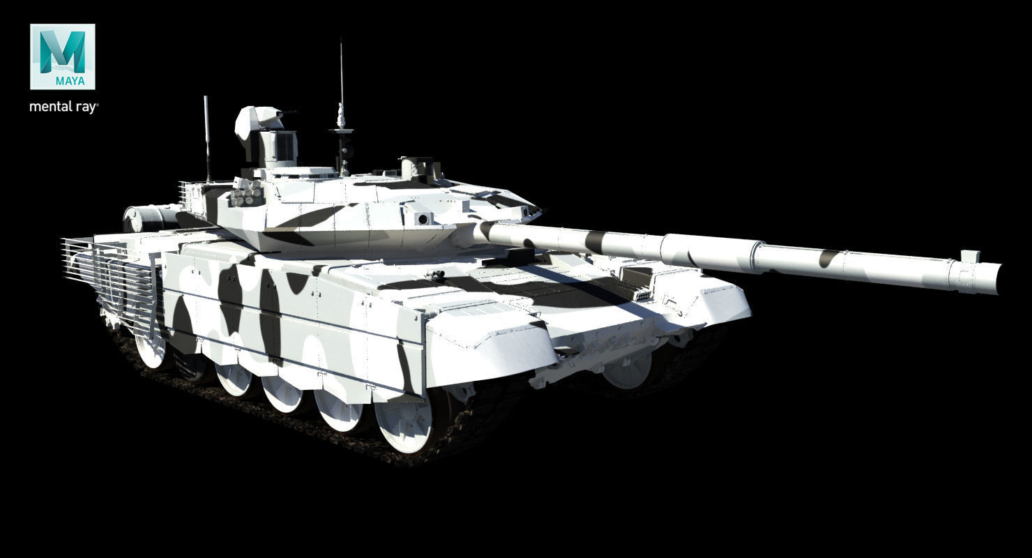 T-90 MS Winter Clean Low-poly 3D model_33