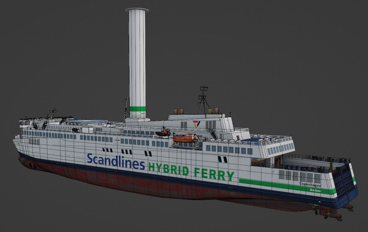 Scandlines hybrid ferry Low-poly 3D model_1
