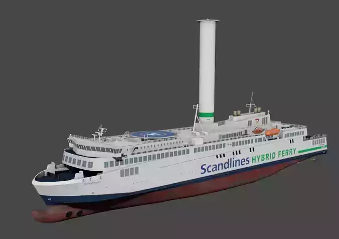 Scandlines hybrid ferry Low-poly 3D model