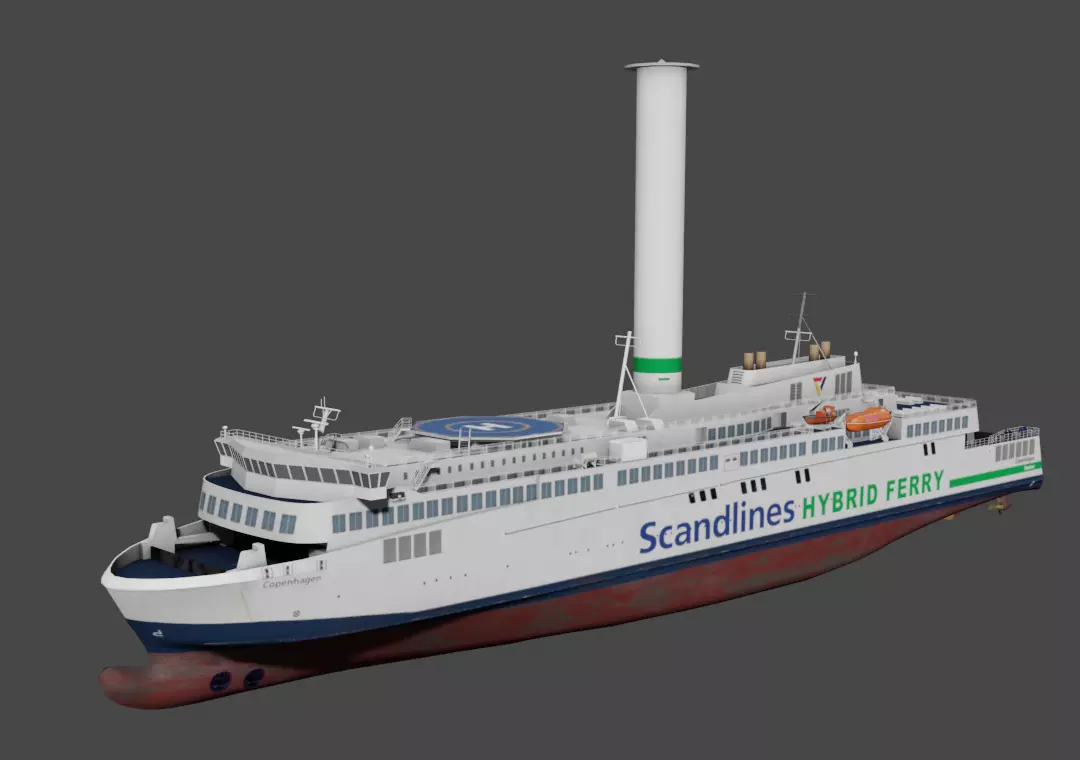 Scandlines hybrid ferry Low-poly 3D model_0