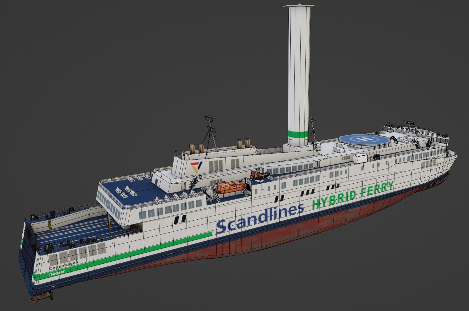 Scandlines hybrid ferry Low-poly 3D model_2