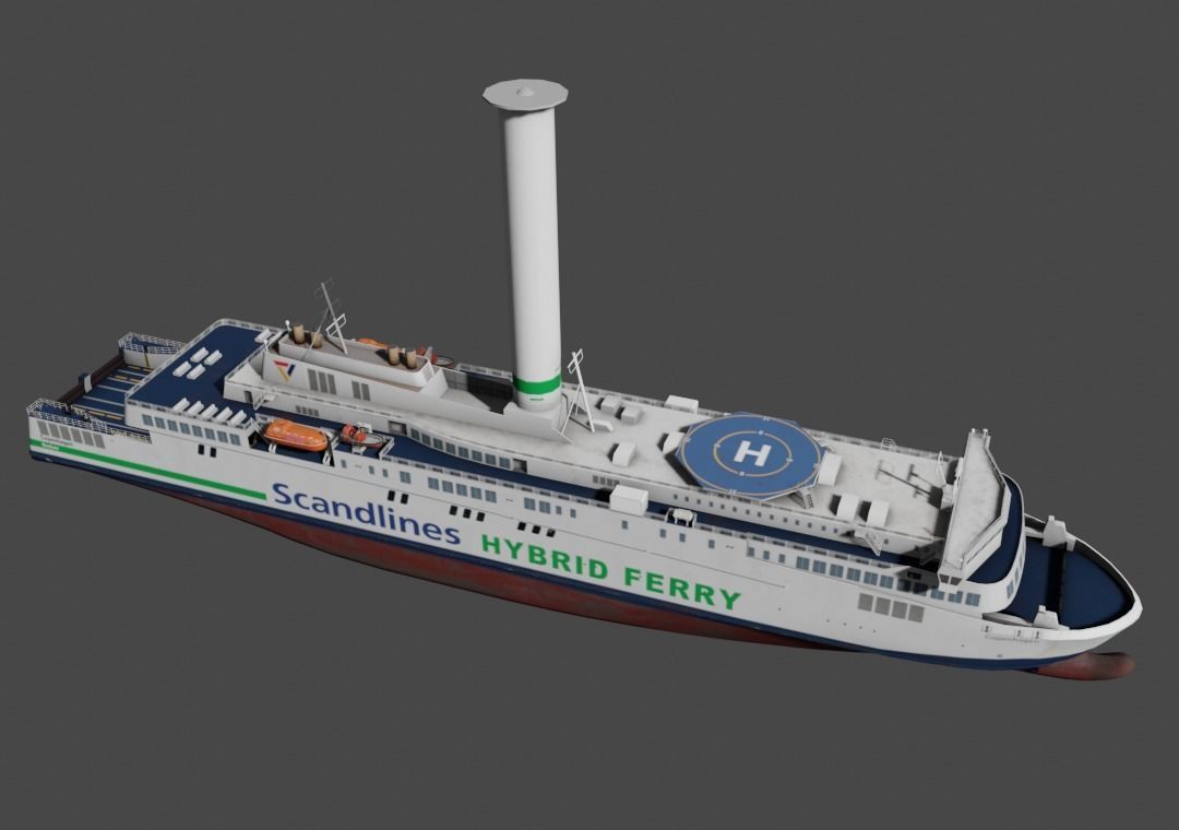 Scandlines hybrid ferry Low-poly 3D model_9