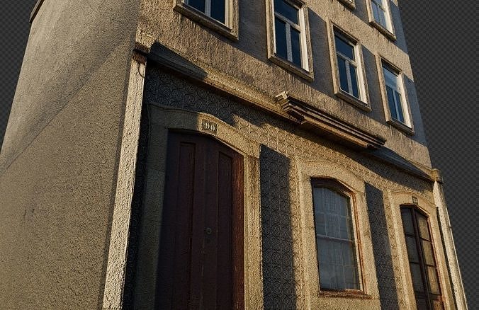 Old building house Low-poly 3D model 7