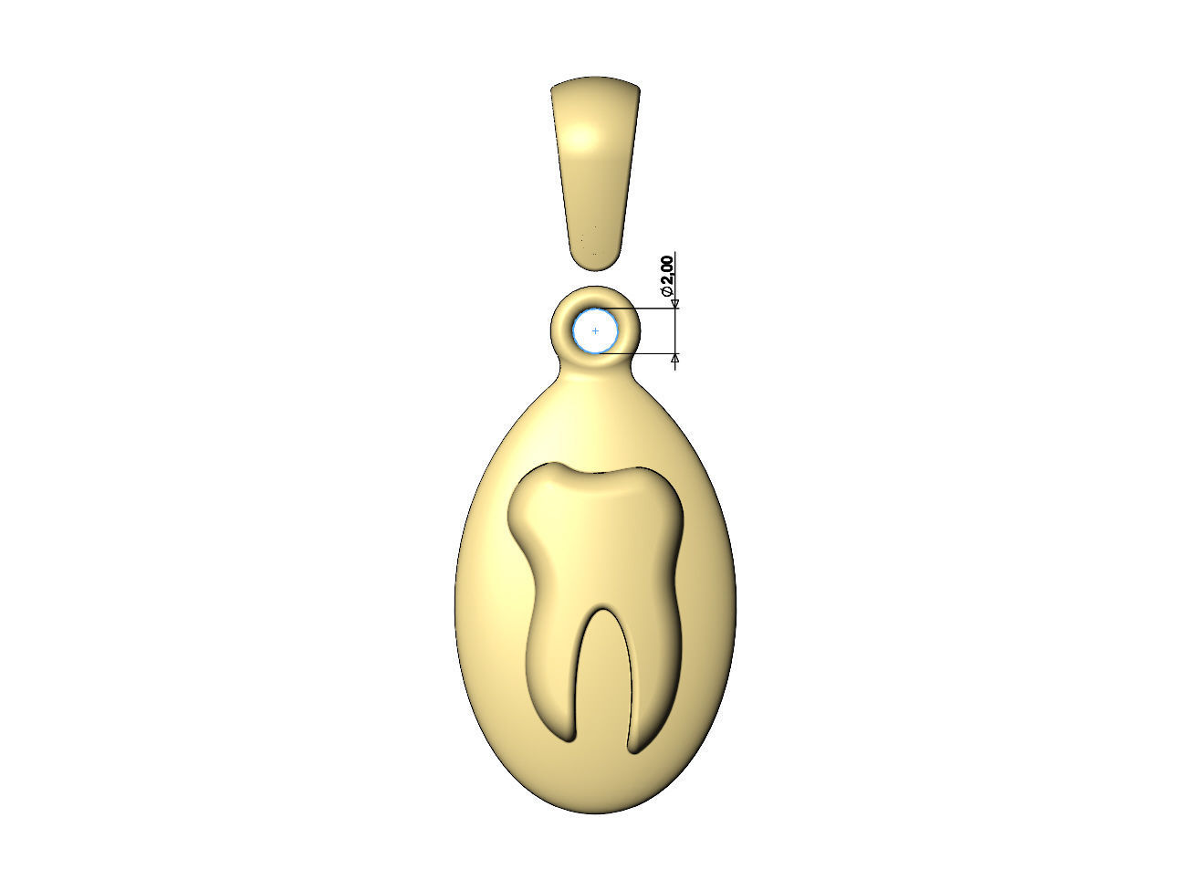 Tooth teardrop almond pendant charm 3D print model_7