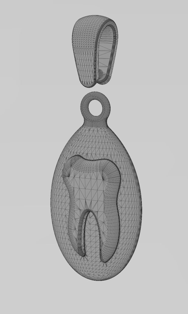 Tooth teardrop almond pendant charm 3D print model_14
