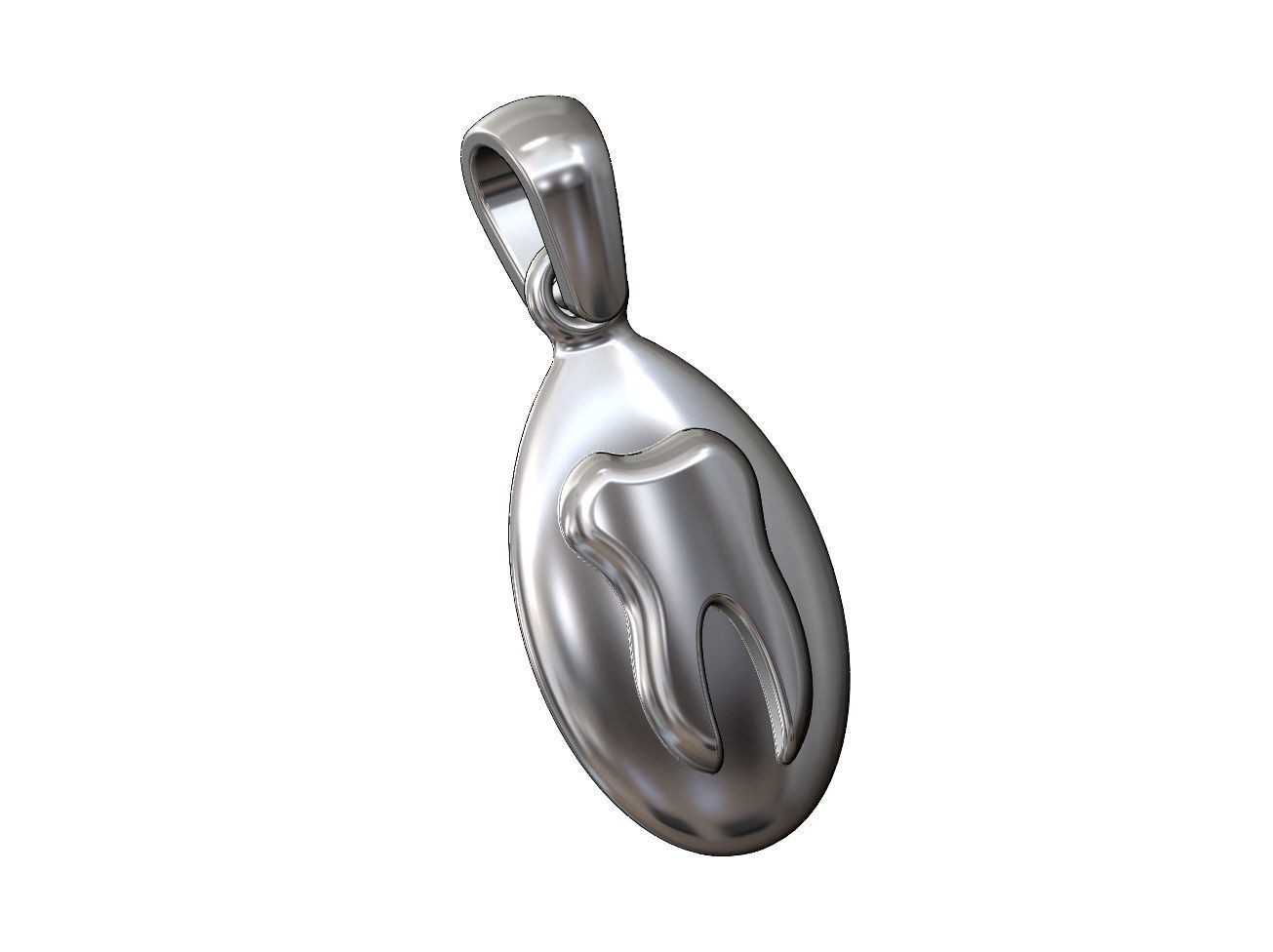 Tooth teardrop almond pendant charm 3D print model_12