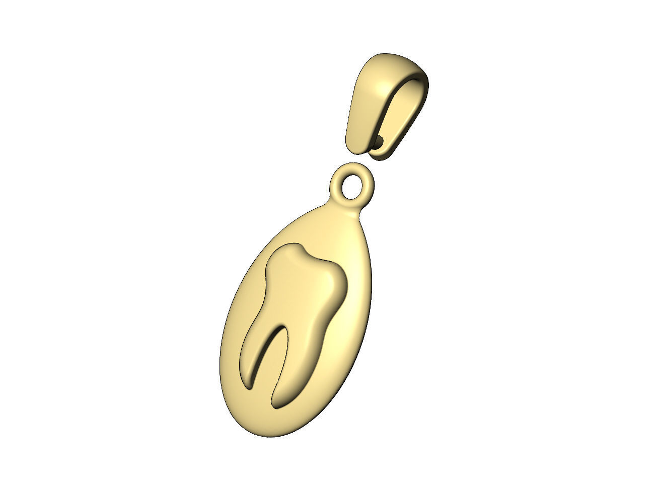 Tooth teardrop almond pendant charm 3D print model_5