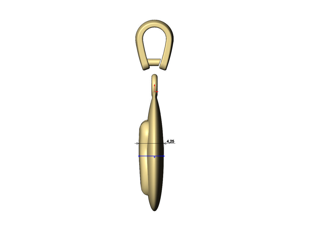Tooth teardrop almond pendant charm 3D print model_8