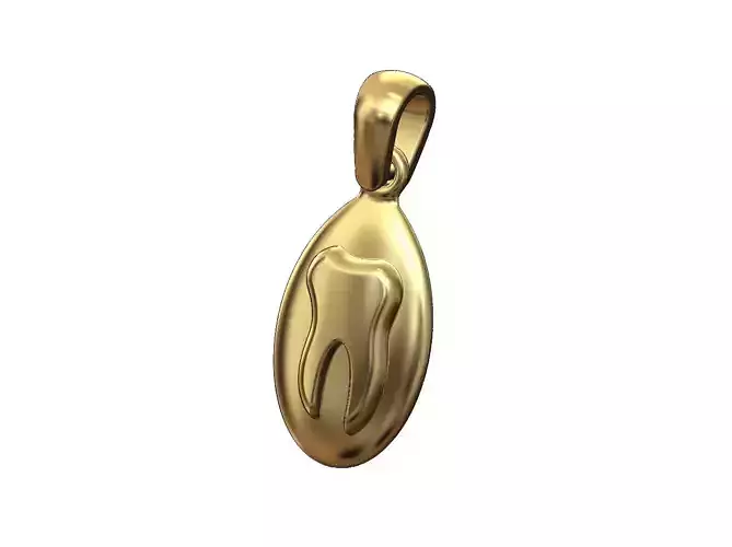 Tooth teardrop almond pendant charm 3D print model