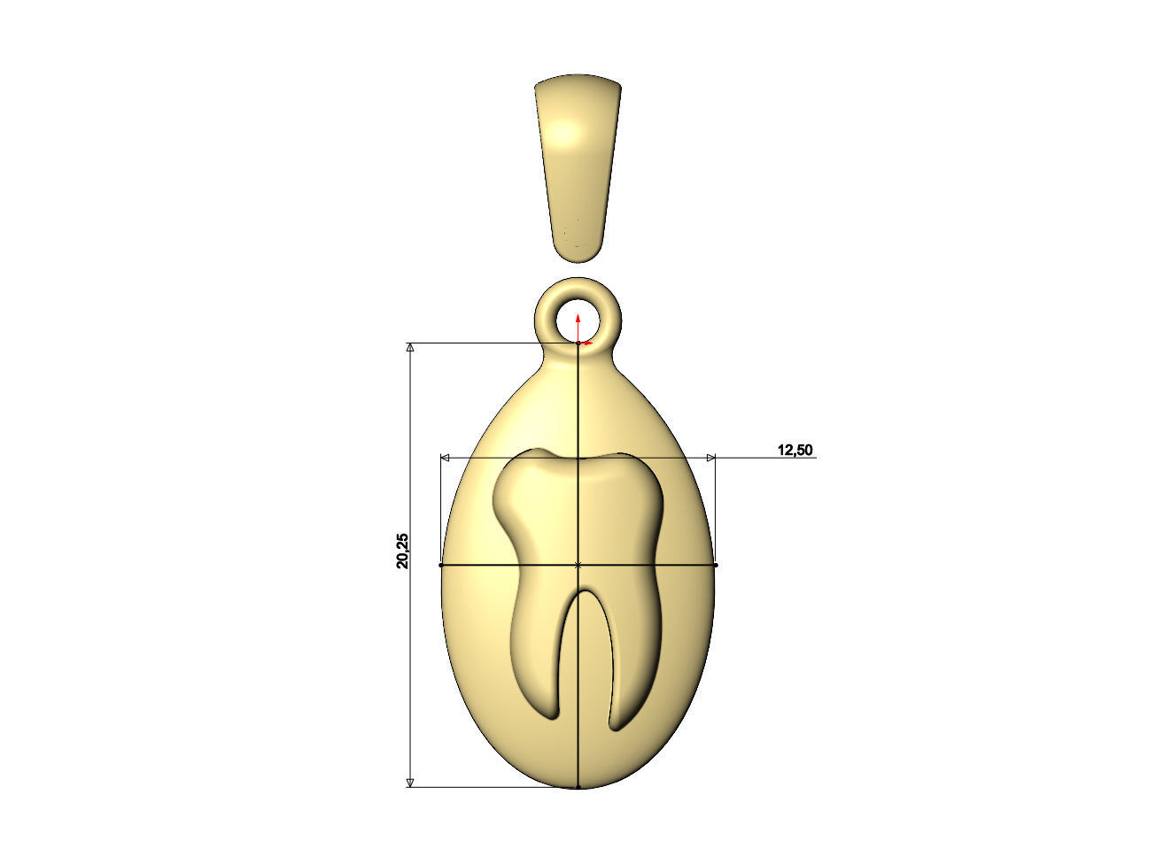 Tooth teardrop almond pendant charm 3D print model_6
