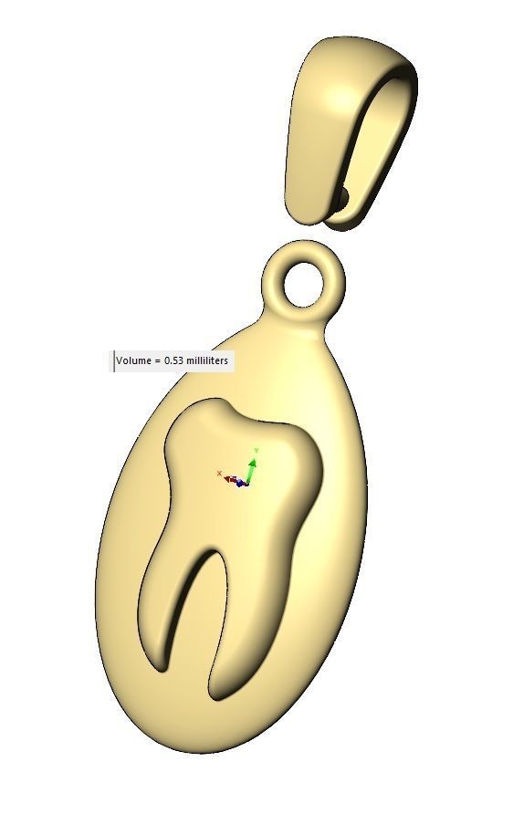 Tooth teardrop almond pendant charm 3D print model_13