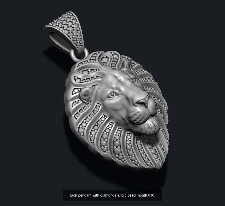 Lion pendants pack 3D Model Collection_11
