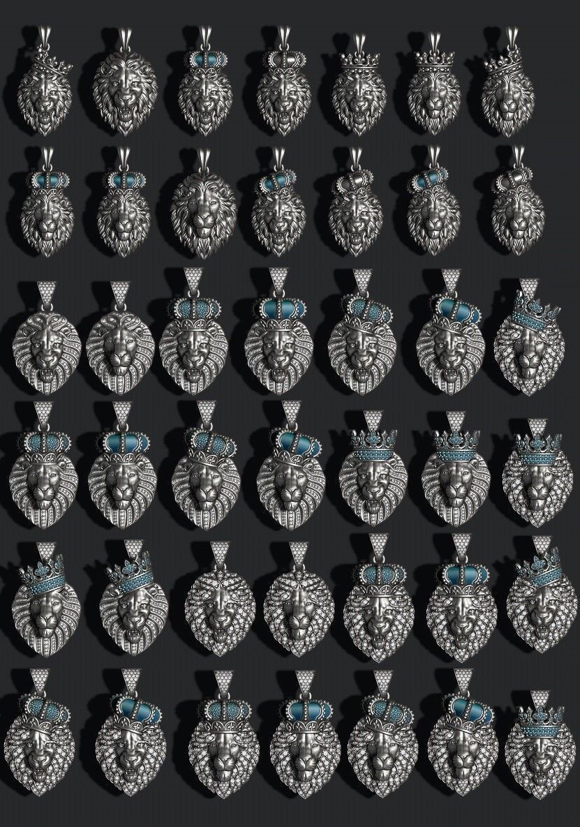 Lion pendants pack 3D Model Collection_31