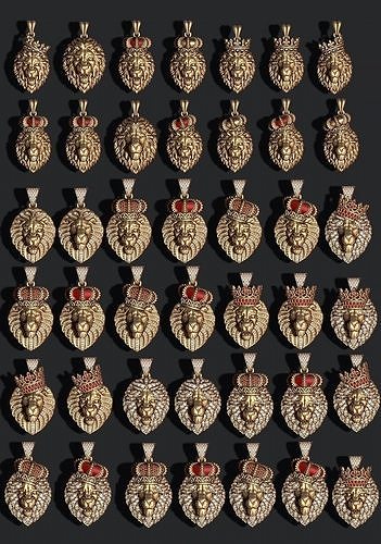 Lion pendants pack 3D Model Collection Lion pendants pack 3D Model Collection