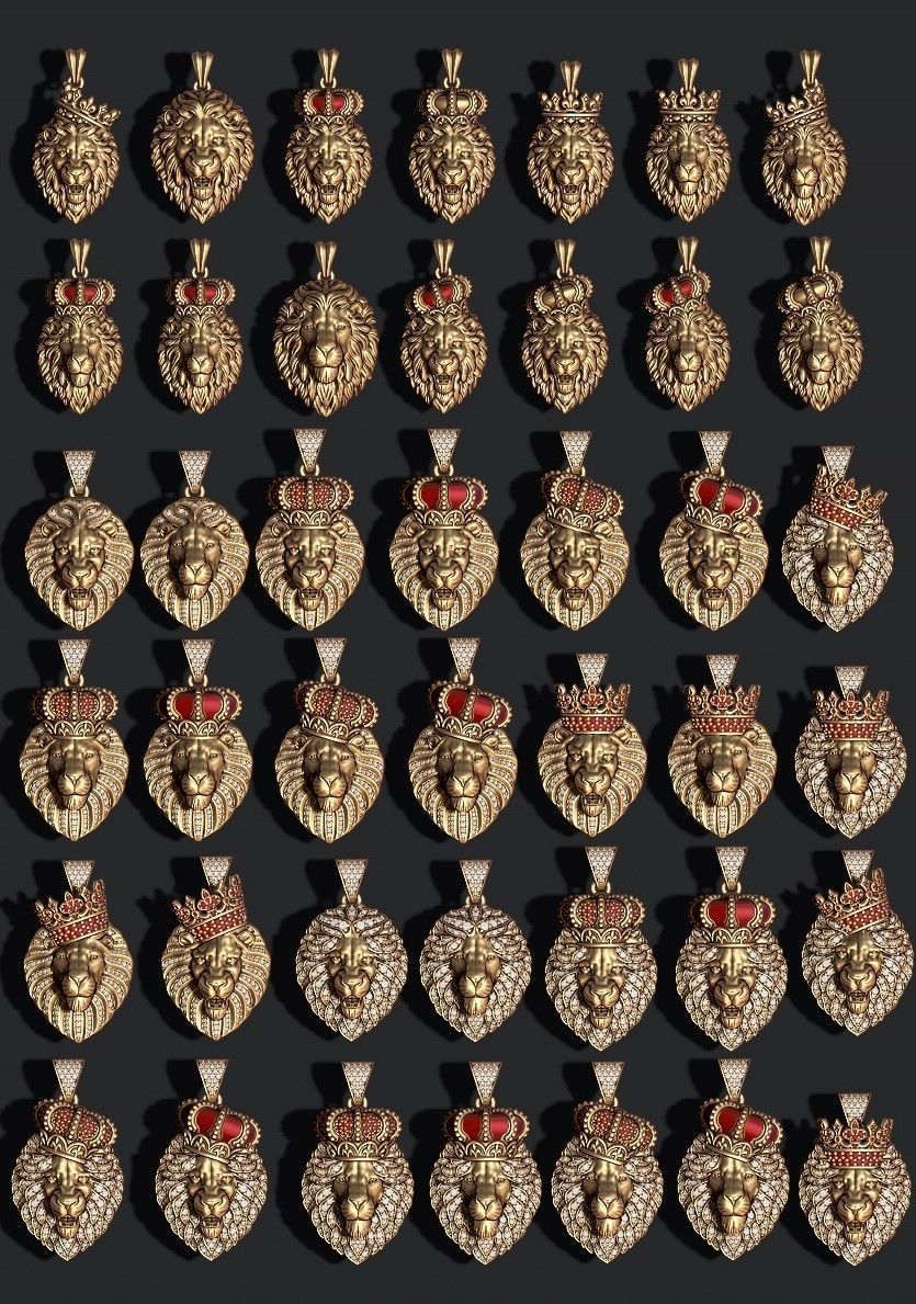 Lion pendants pack 3D Model Collection_30