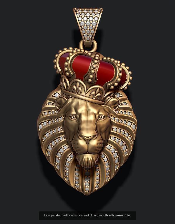 Lion pendants pack 3D Model Collection_15