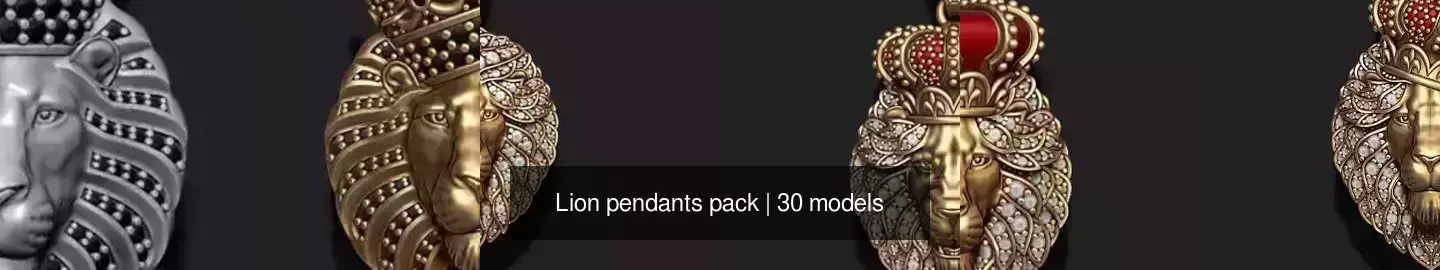 Lion pendants pack 3D Model Collection_3