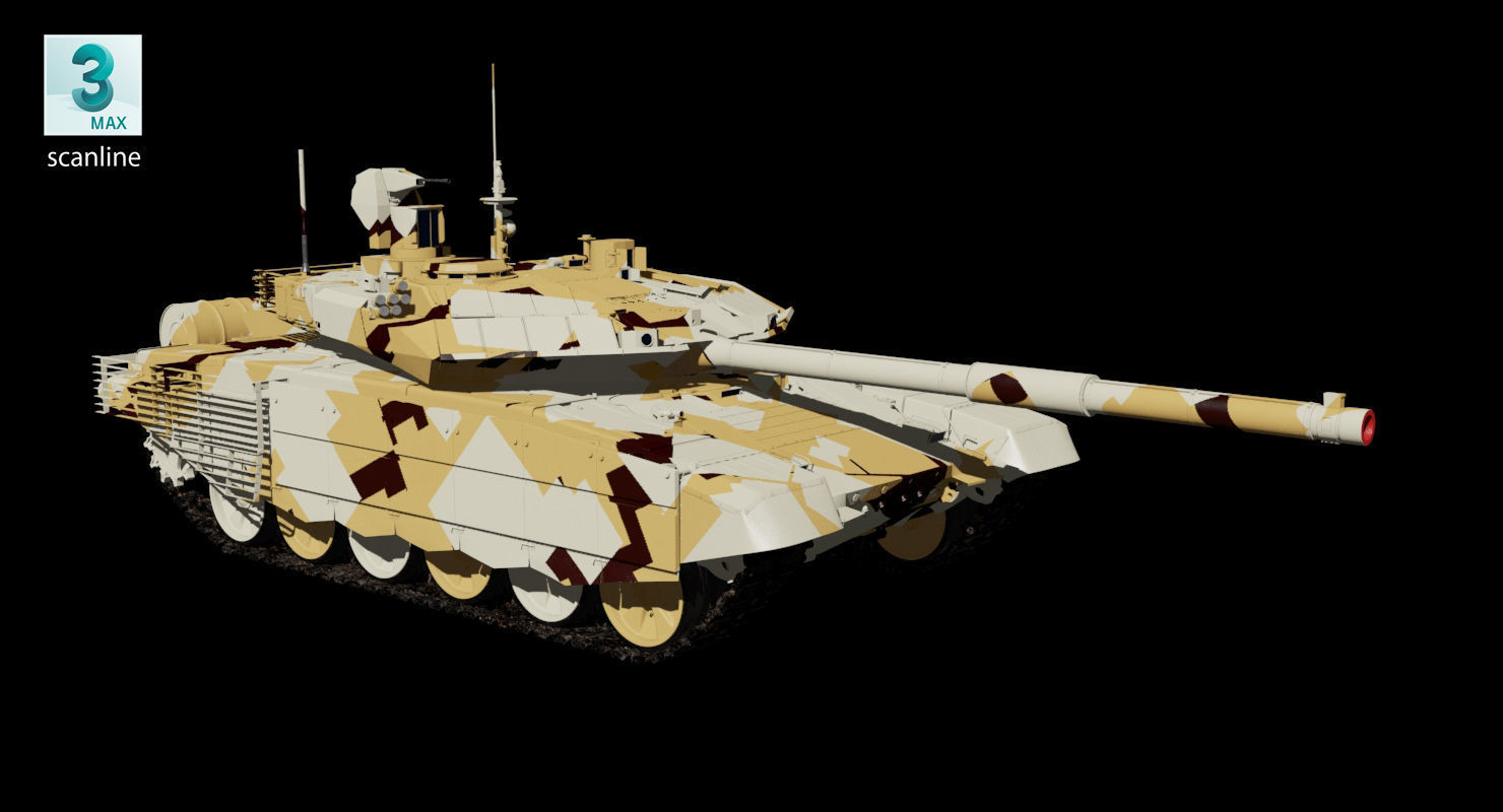 T-90 MS Desert Clean Low-poly 3D model_30