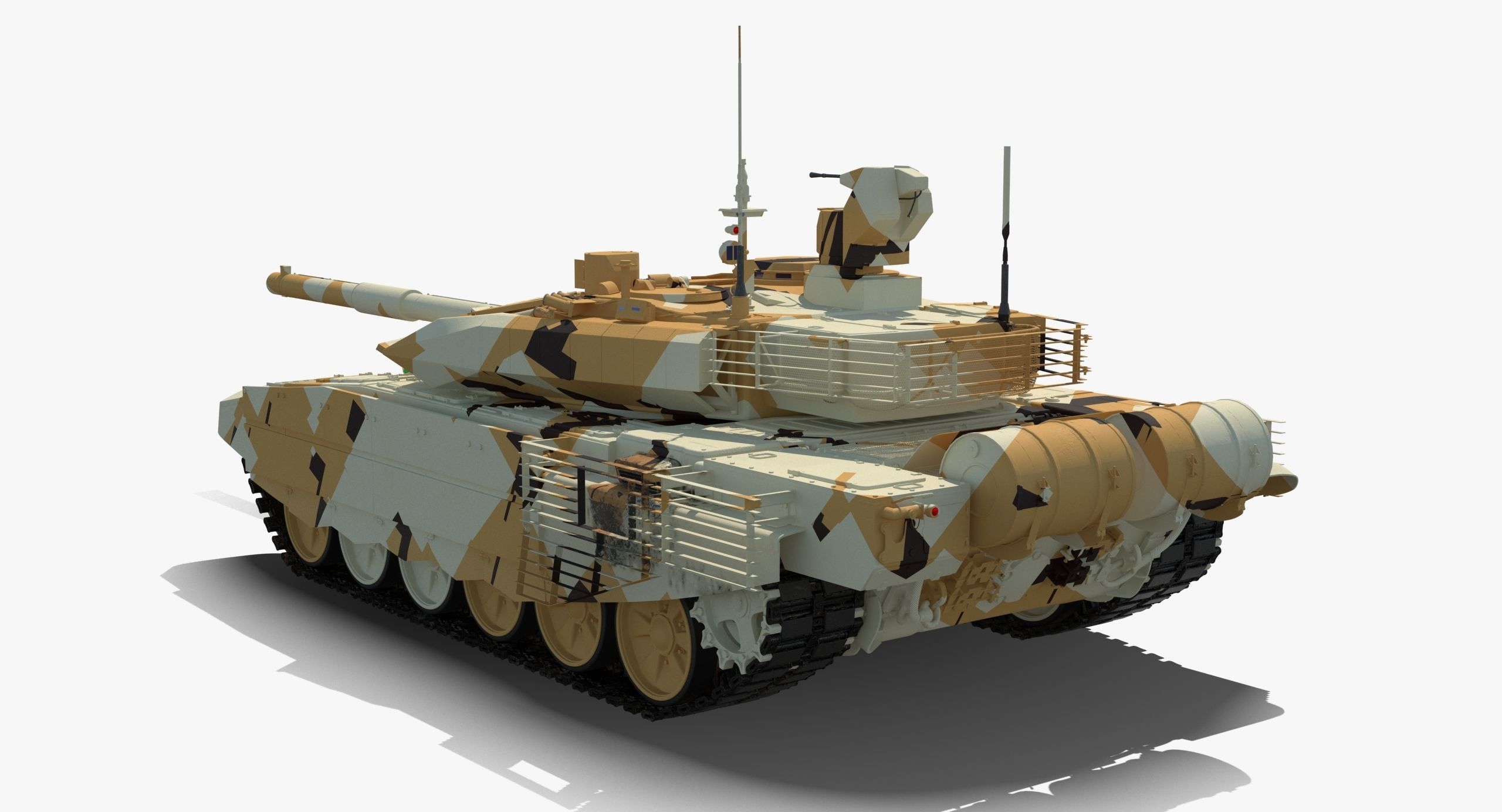 T-90 MS Desert Clean Low-poly 3D model_2