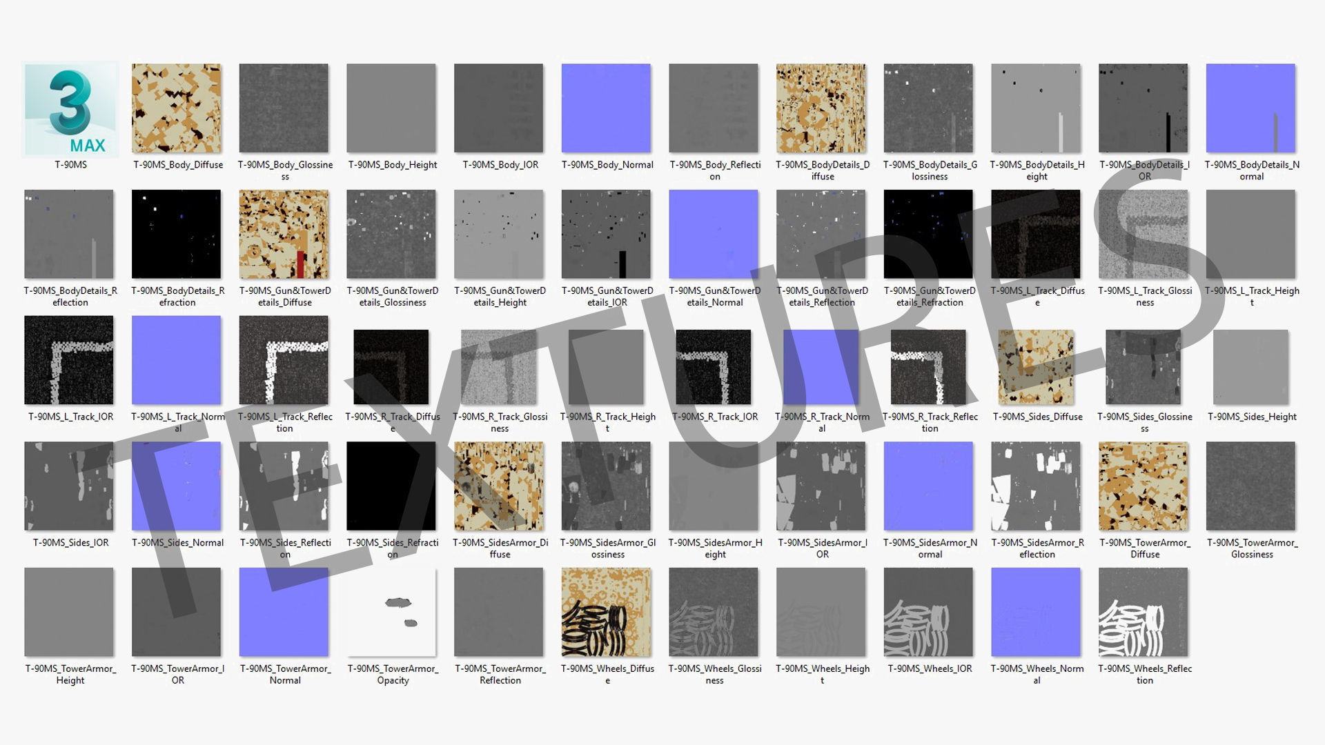 T-90 MS Desert Clean Low-poly 3D model_37