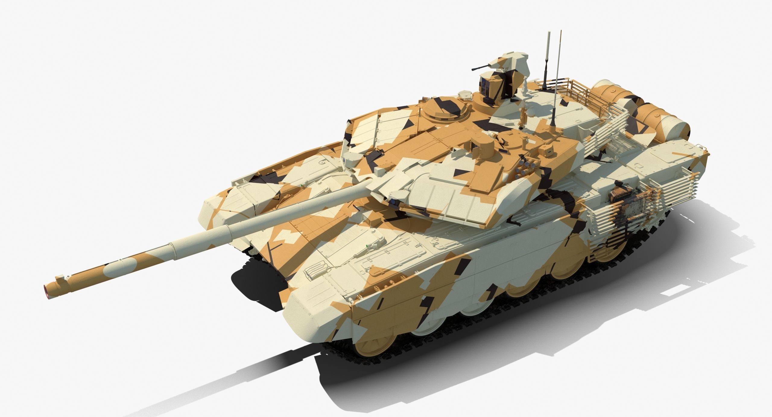 T-90 MS Desert Clean Low-poly 3D model_3